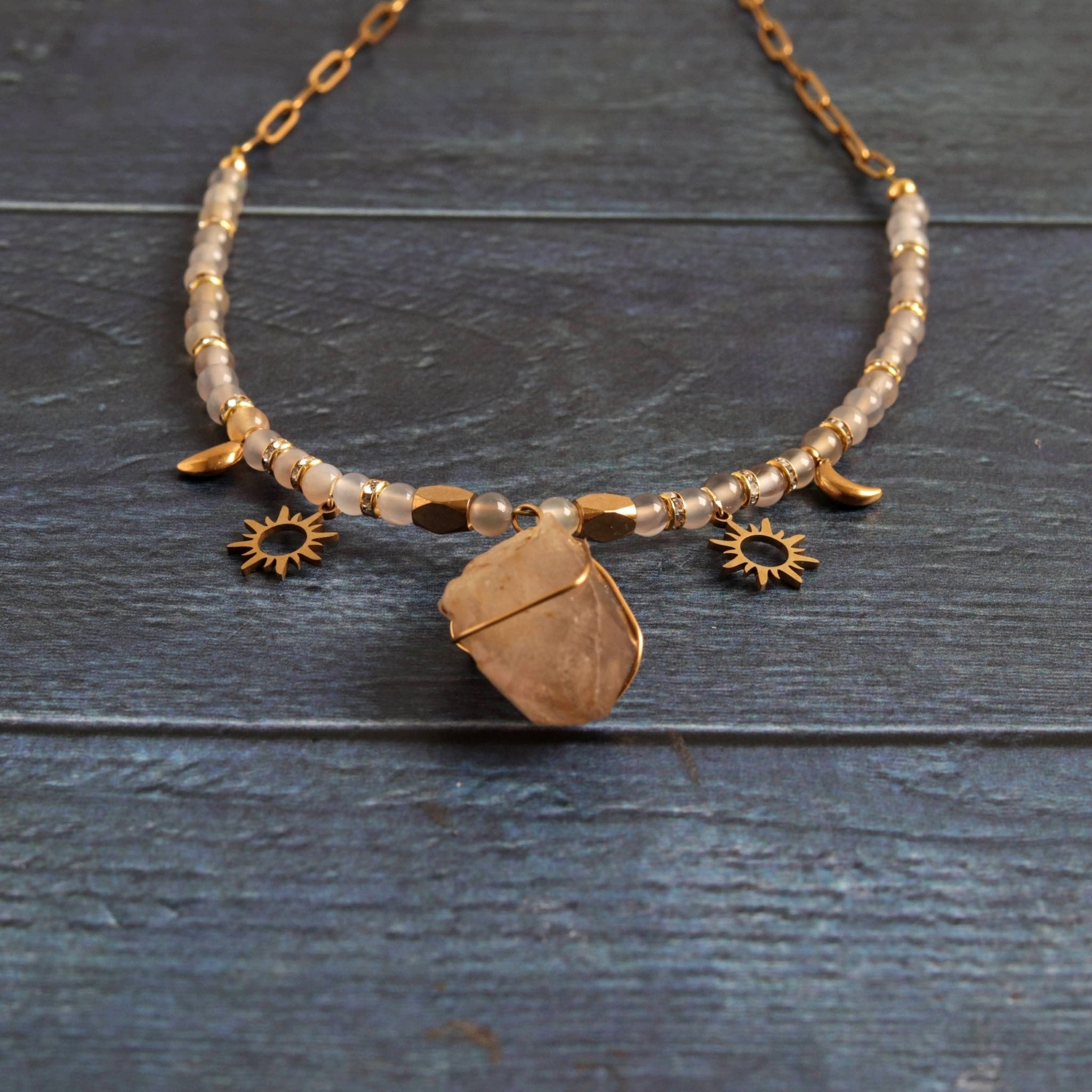Raw Moon & Sun Necklace - Handmade Jewellery - i am boho