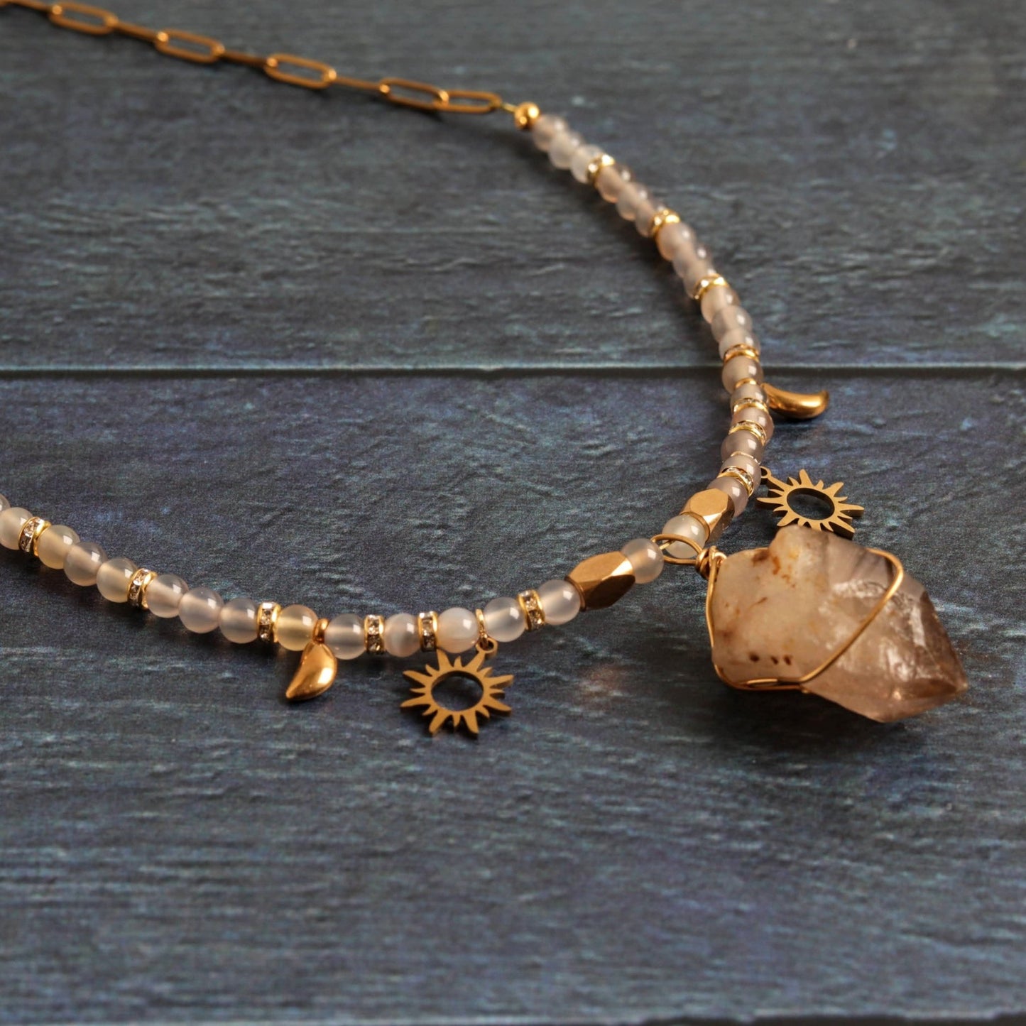 Raw Moon & Sun Necklace - Handmade Jewellery - i am boho