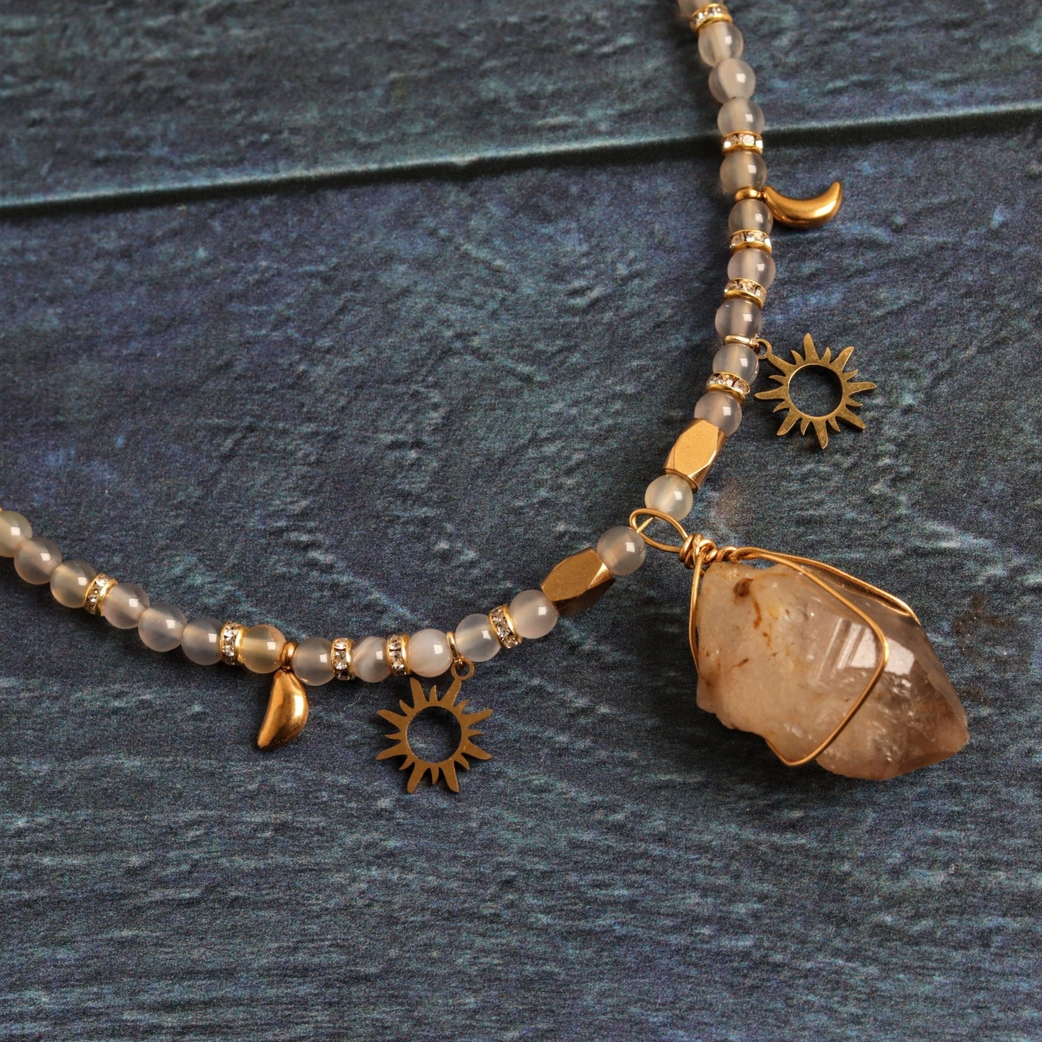 Raw Moon & Sun Necklace - Handmade Jewellery - i am boho