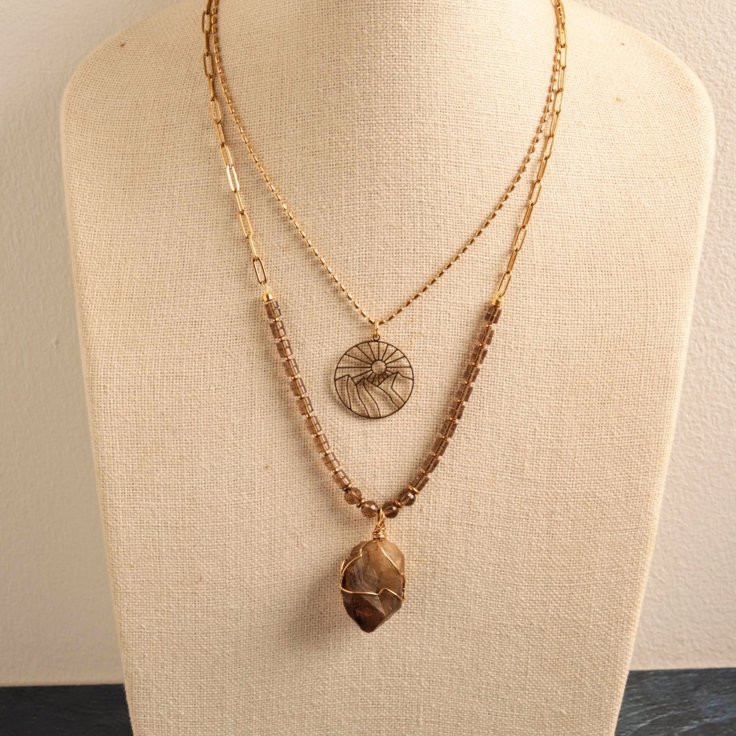 Ash & Gold Layered Necklace - Handmade Jewellery - i am boho