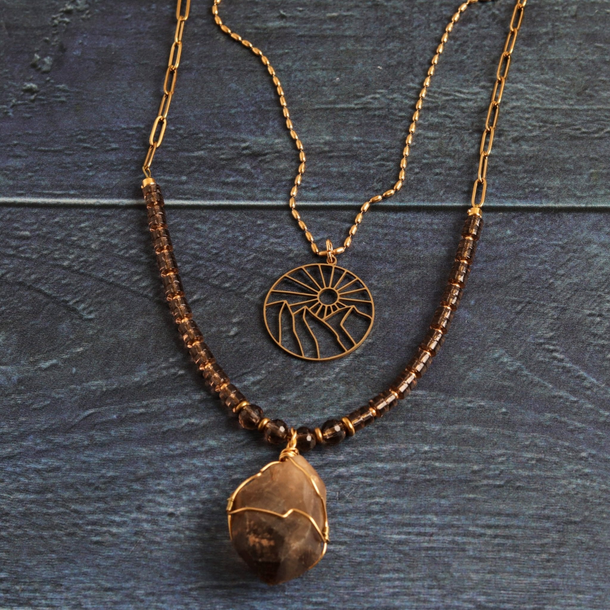 Ash & Gold Layered Necklace - Handmade Jewellery - i am boho