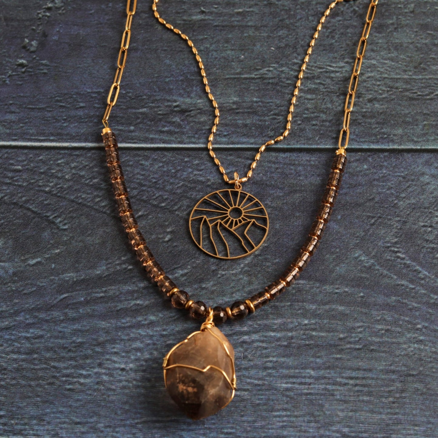 Ash & Gold Layered Necklace - Handmade Jewellery - i am boho