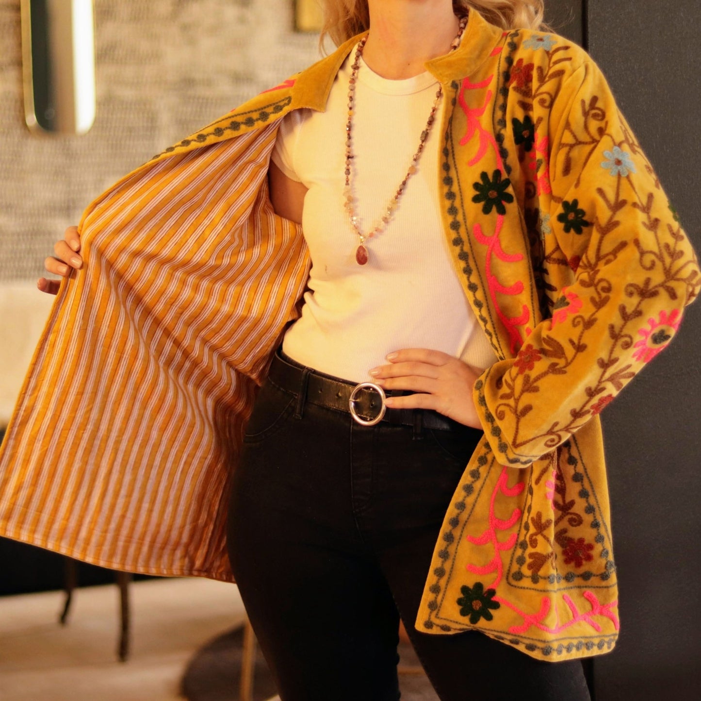 Velvet Mid Length Mustard