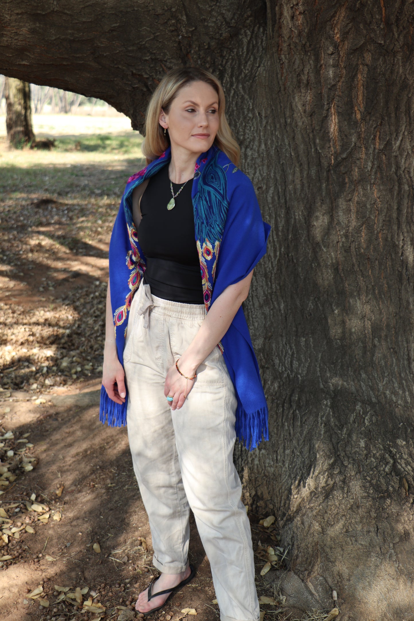 Cashmere Pashmina in Sapphire Peacock