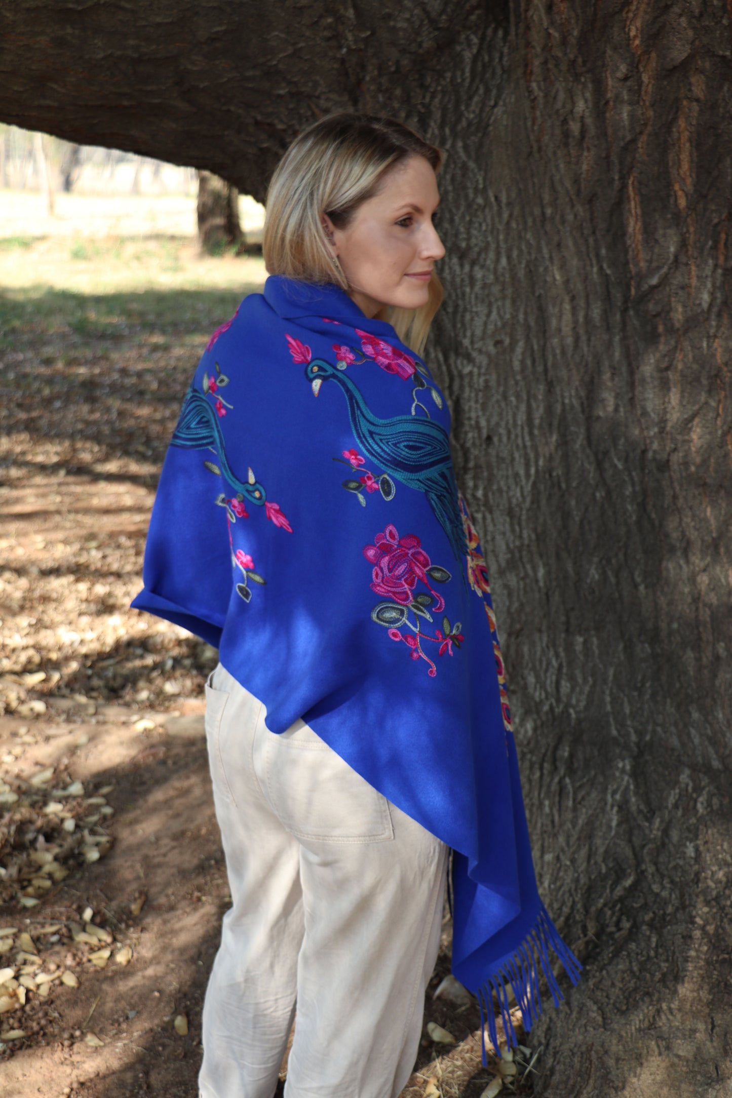 Cashmere Pashmina in Sapphire Peacock