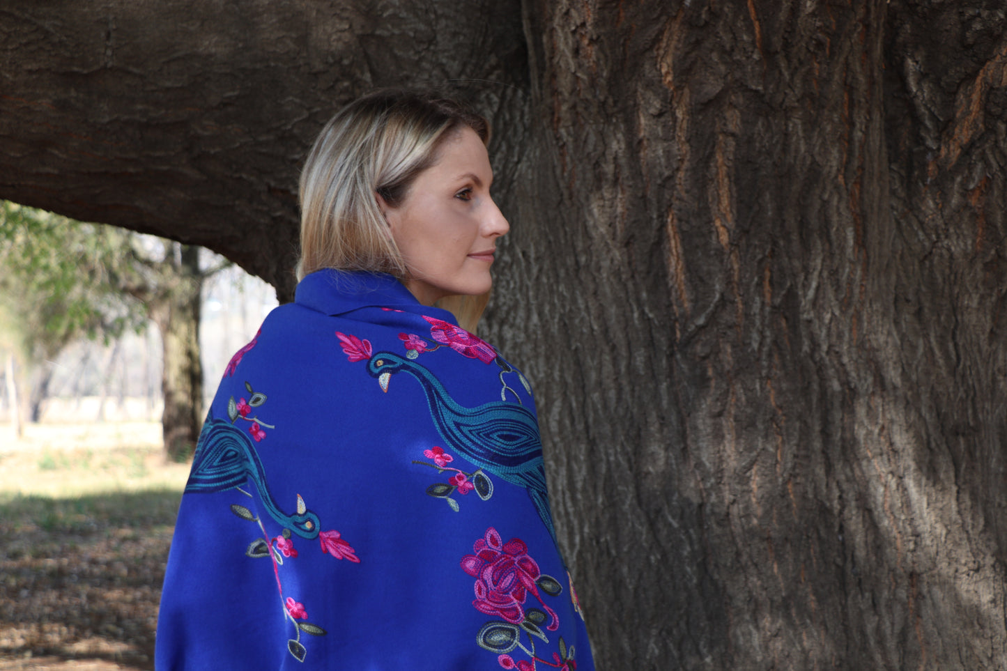 Cashmere Pashmina in Sapphire Peacock