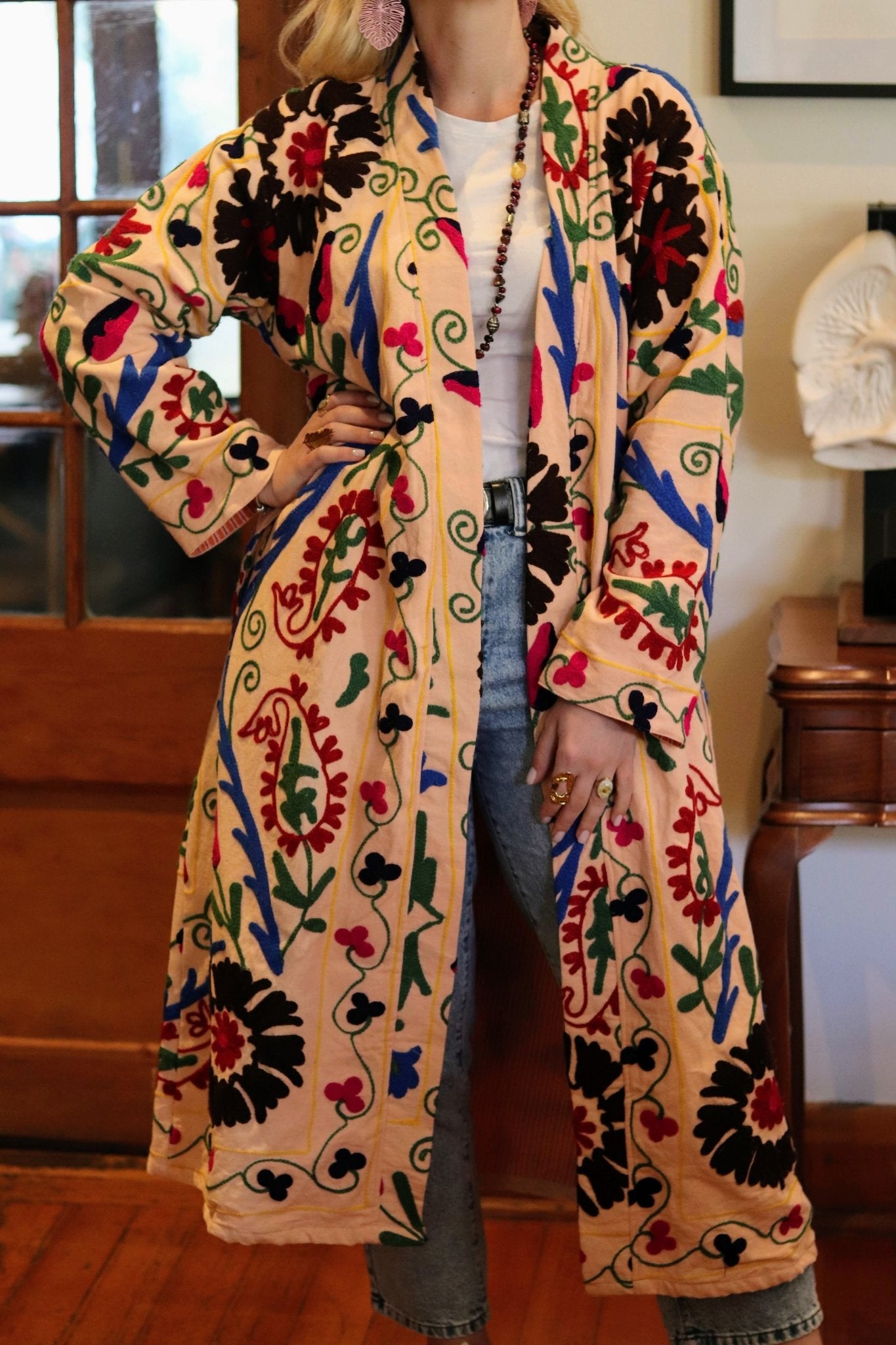 Suzani Coat In Pretty Peach