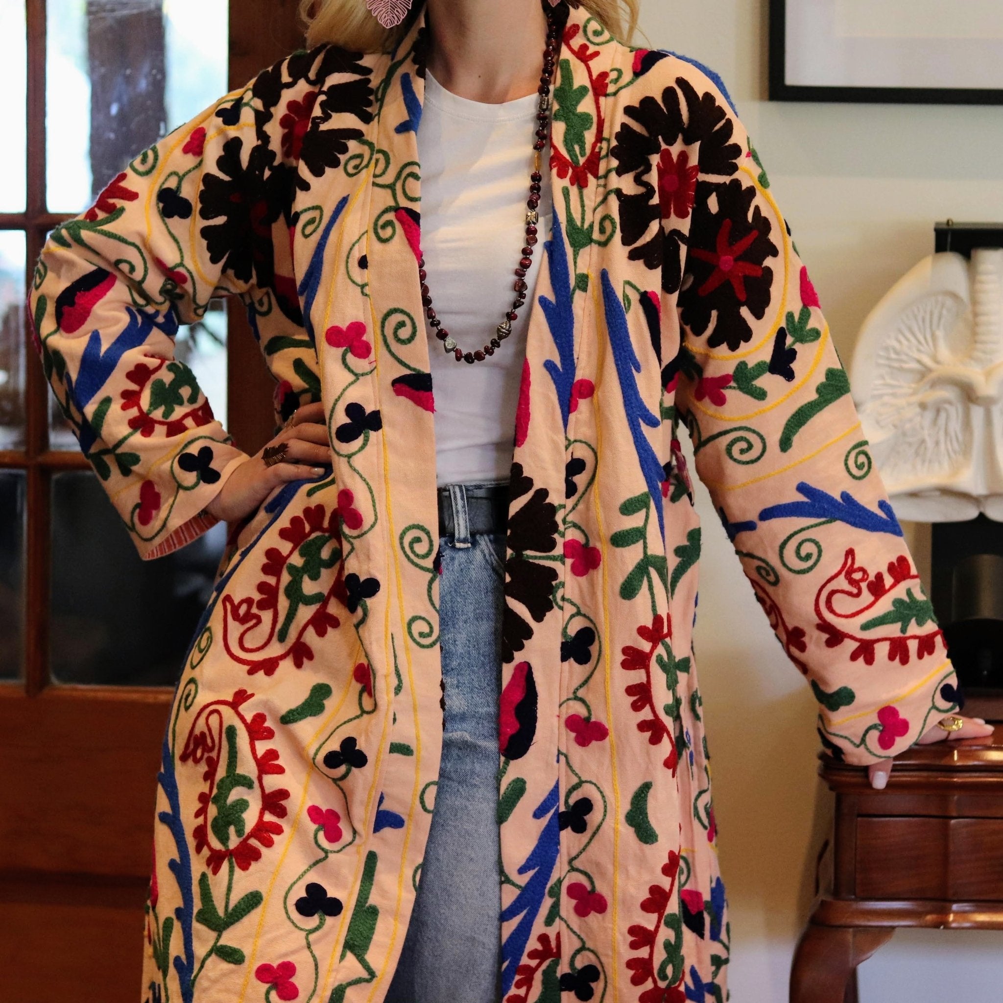 Suzani Coat In Pretty Peach