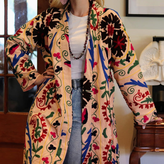 Suzani Coat In Pretty Peach - Handmade Jewellery - i am boho