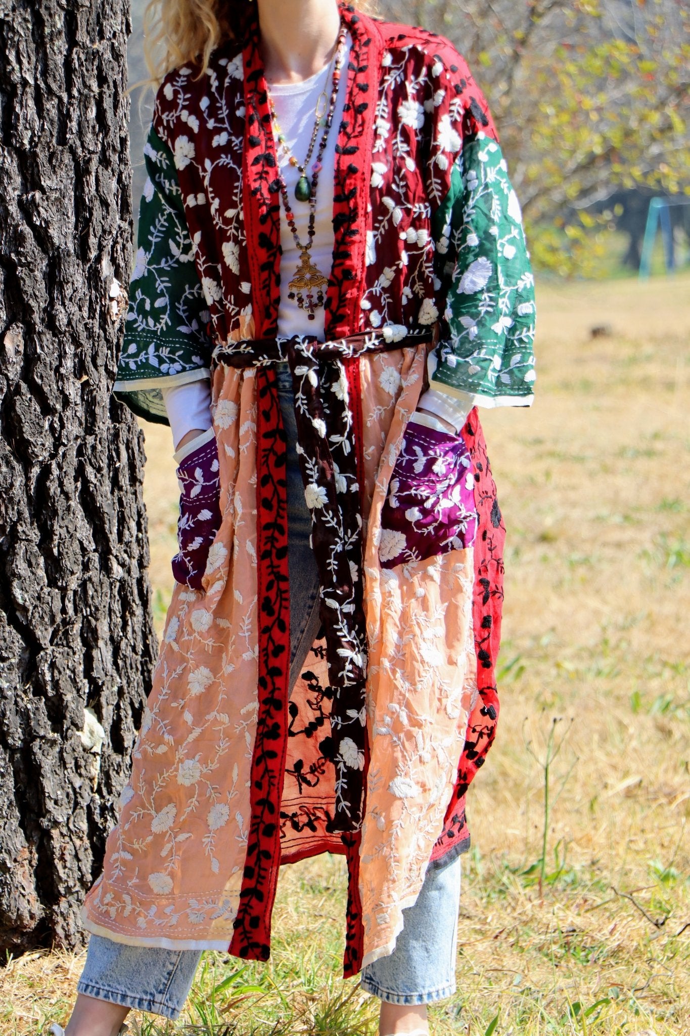 Phulkari Kimono in Patchwork Bloom- Handmade Jewellery - i am boho