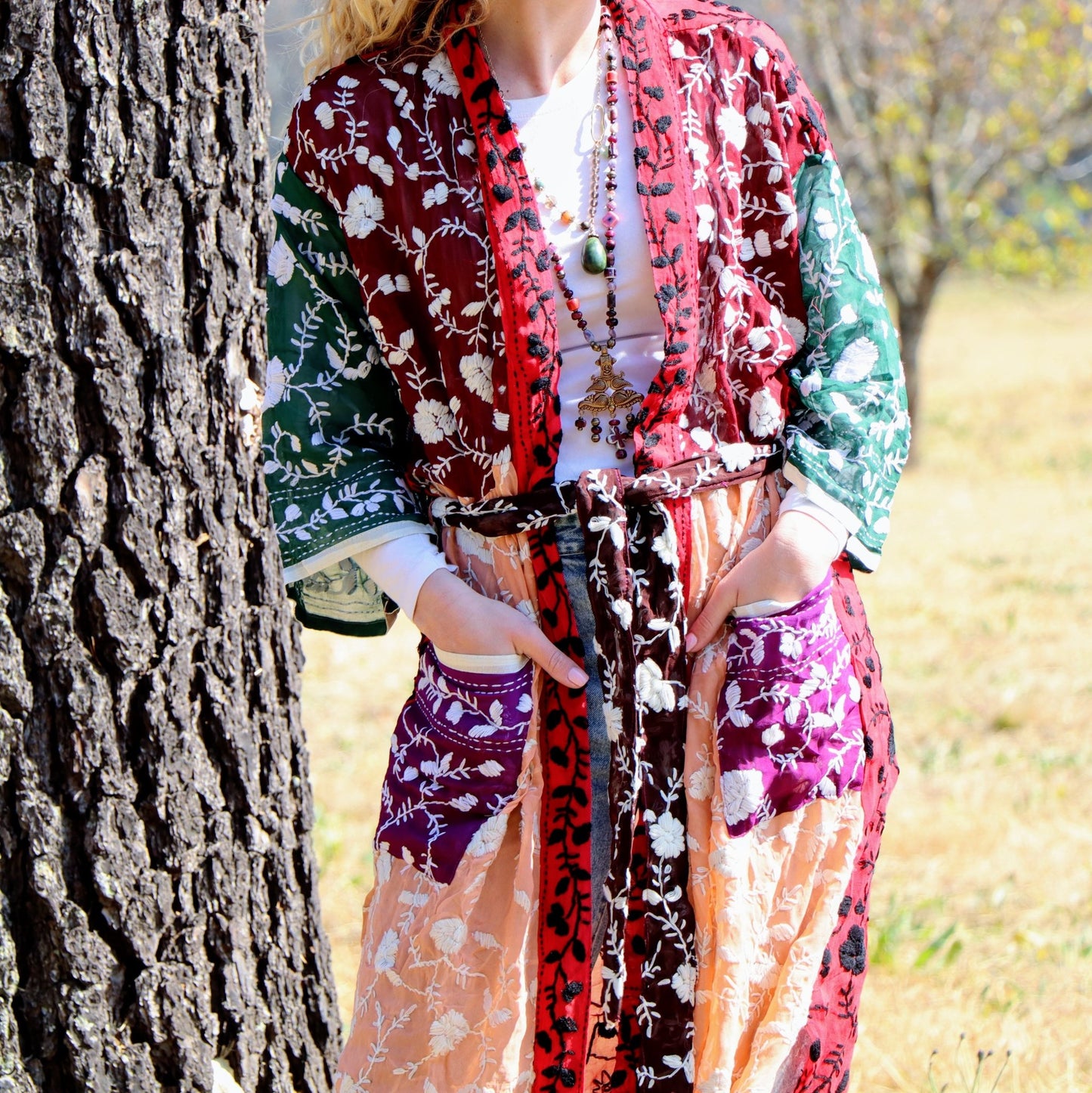 Phulkari Kimono in Patchwork Bloom- Handmade Jewellery - i am boho
