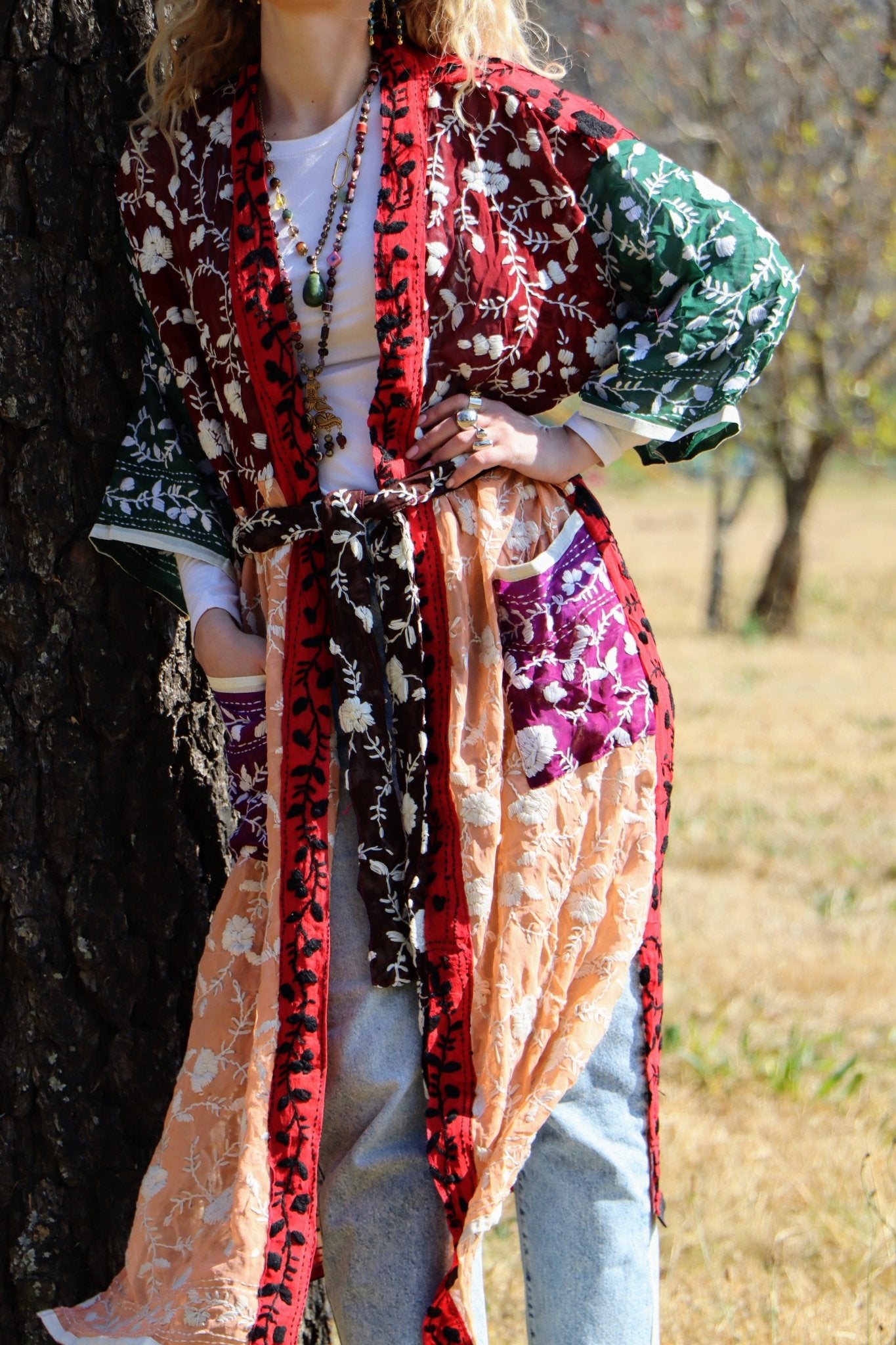 Phulkari Kimono in Patchwork Bloom- Handmade Jewellery - i am boho