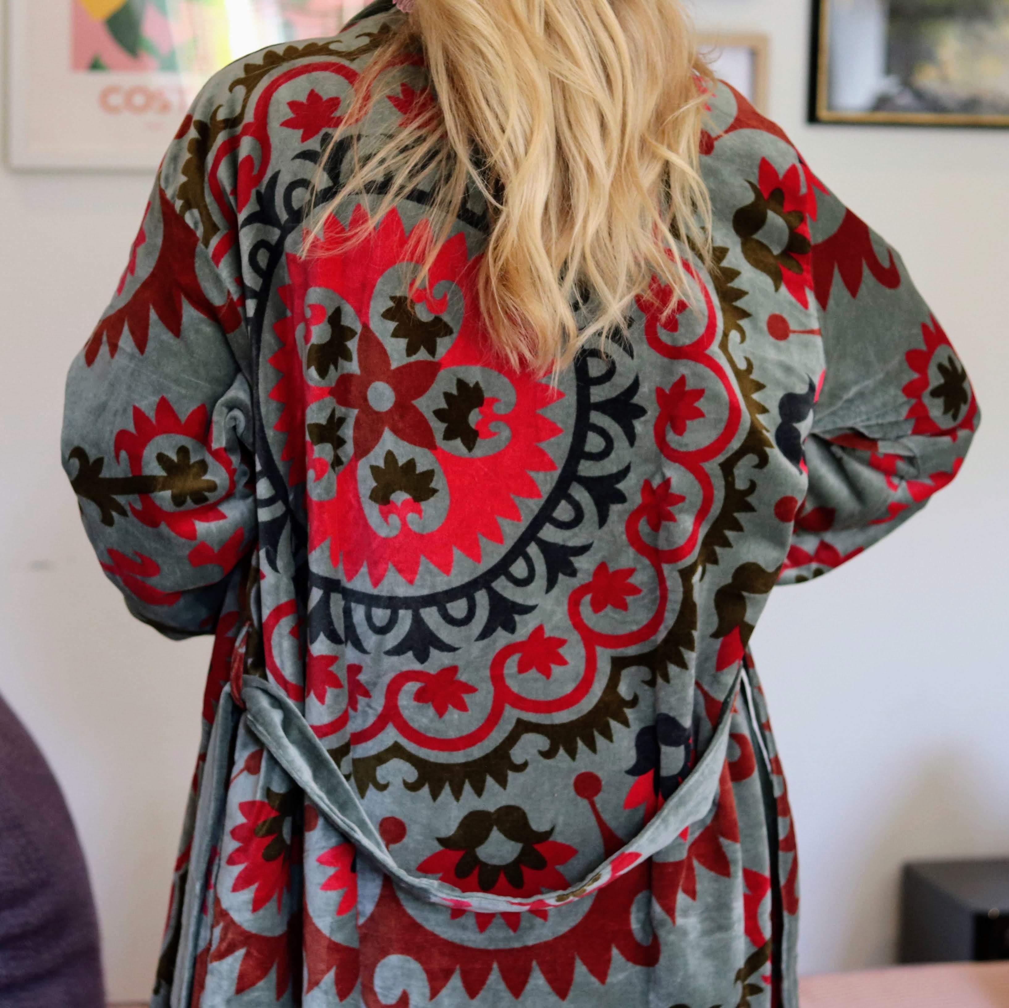 Velvet Kimono In Emerald