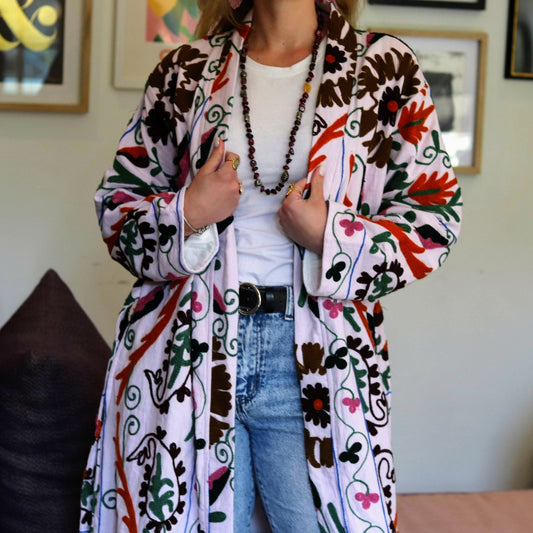 Suzani Coat In Mauve Mist - Handmade Jewellery - i am boho