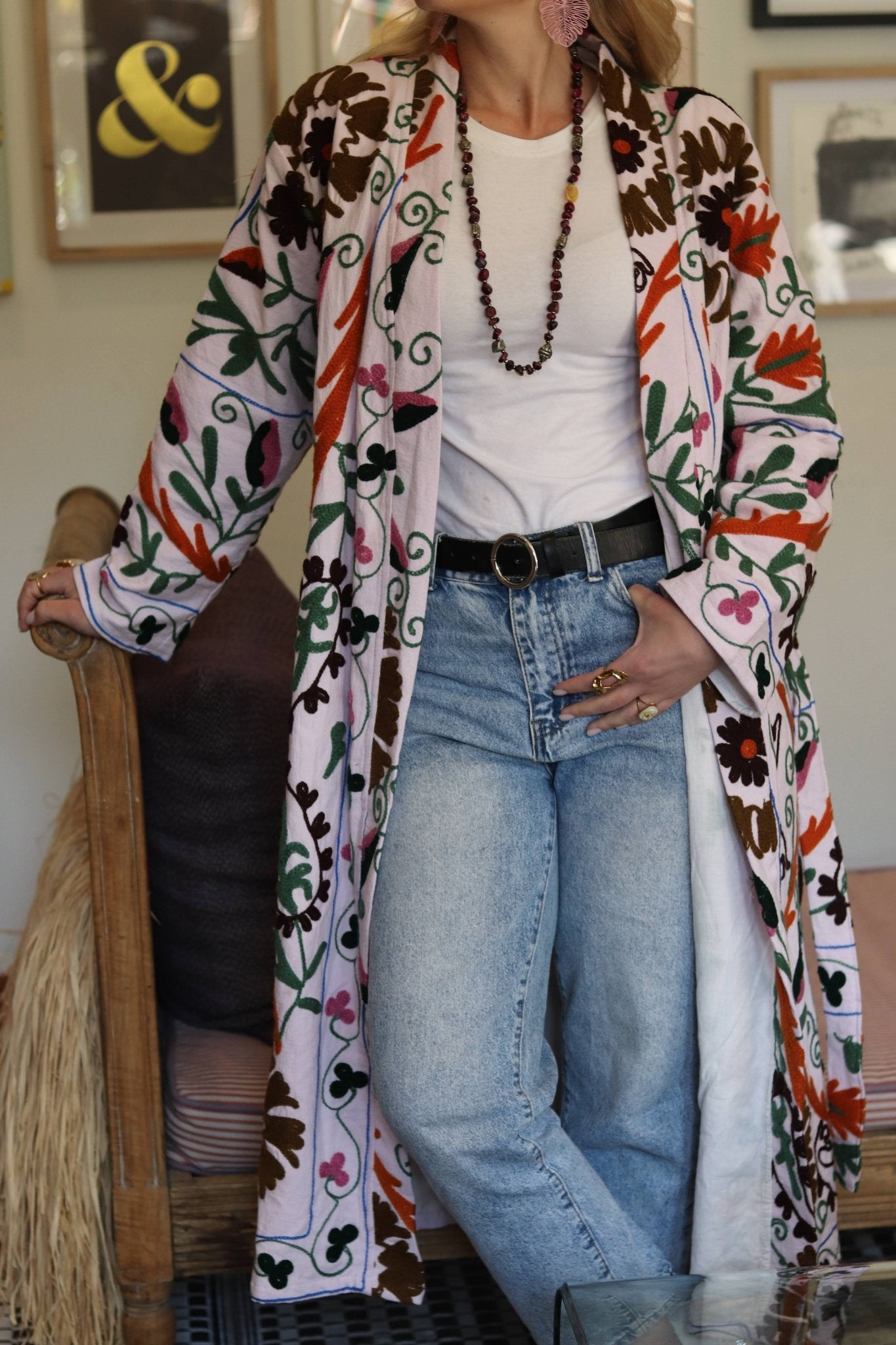 Suzani Coat In Mauve Mist