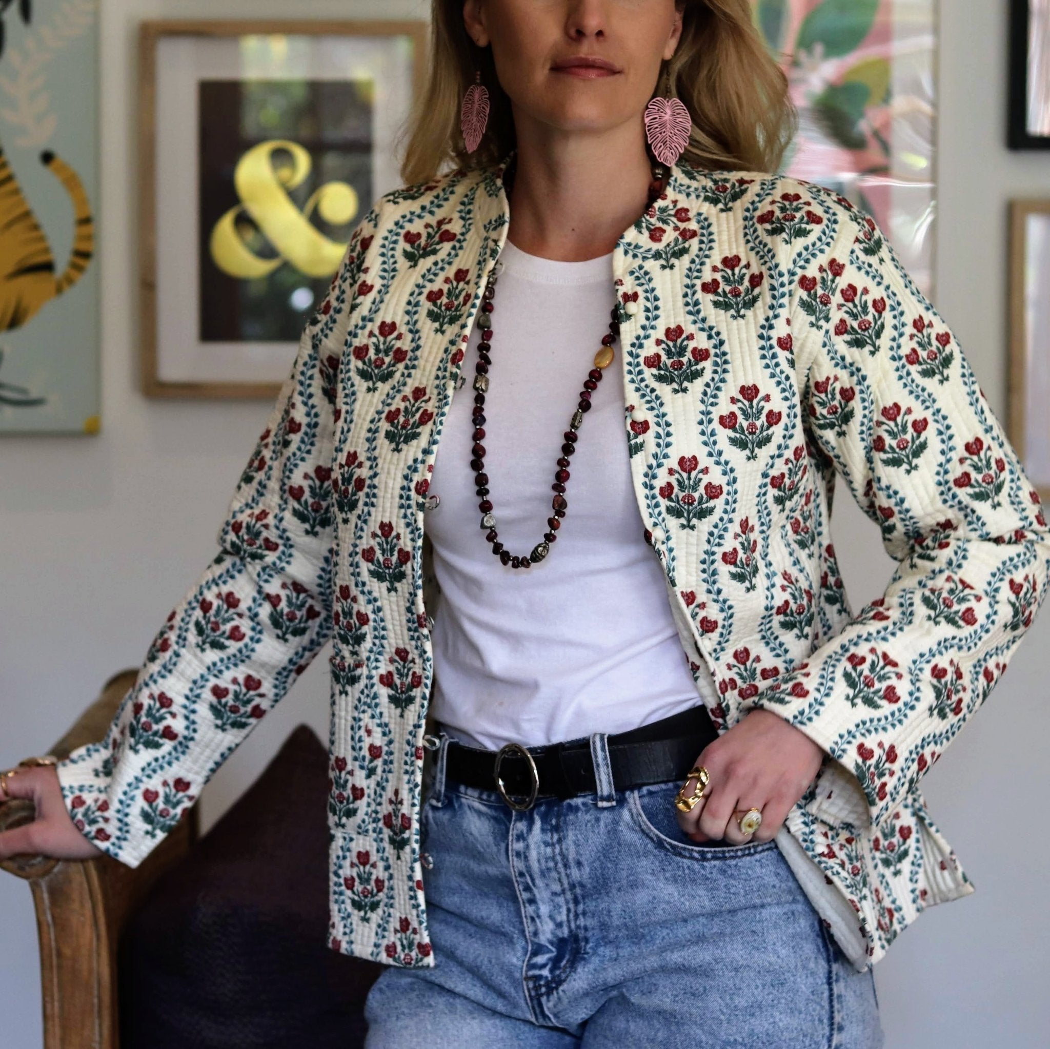 Reversible Quilted Jacket in Vintage Vanilla - Handmade Jewellery - i am boho