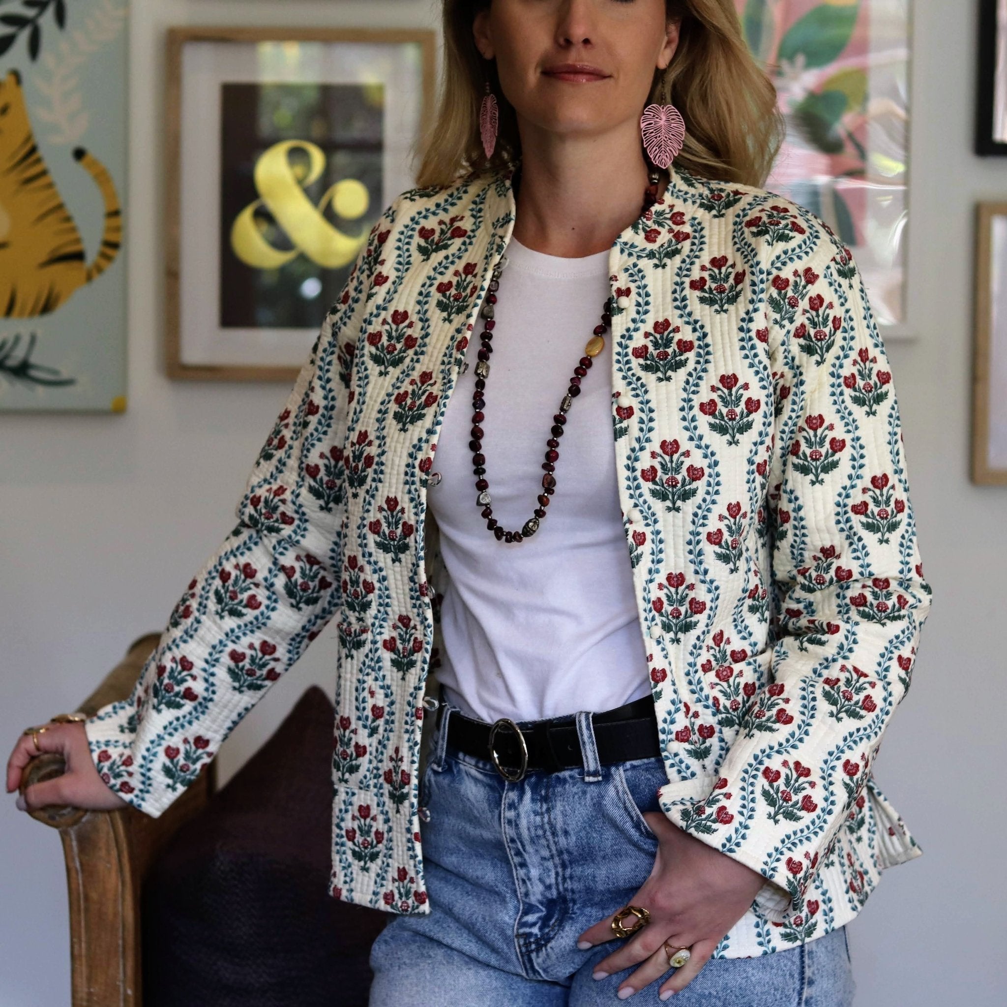 Reversible Quilted Jacket in Vintage Vanilla - Handmade Jewellery - i am boho