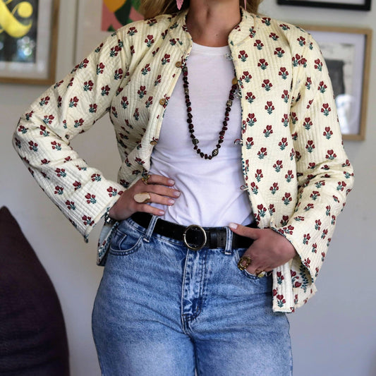 Reversible Quilted Jacket in Vintage Vanilla - Handmade Jewellery - i am boho