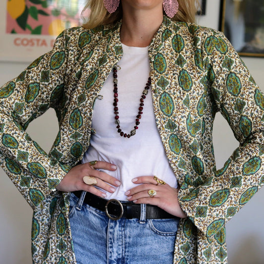 Reversible Quilted Coat in Vintage Turquoise - Handmade Jewellery - i am boho