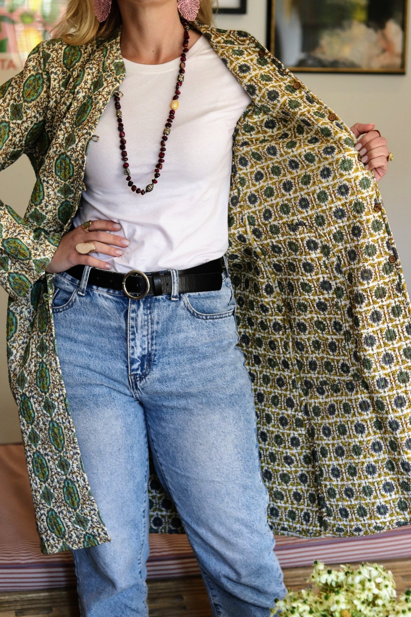 Reversible Quilted Coat in Vintage Turquoise - Handmade Jewellery - i am boho