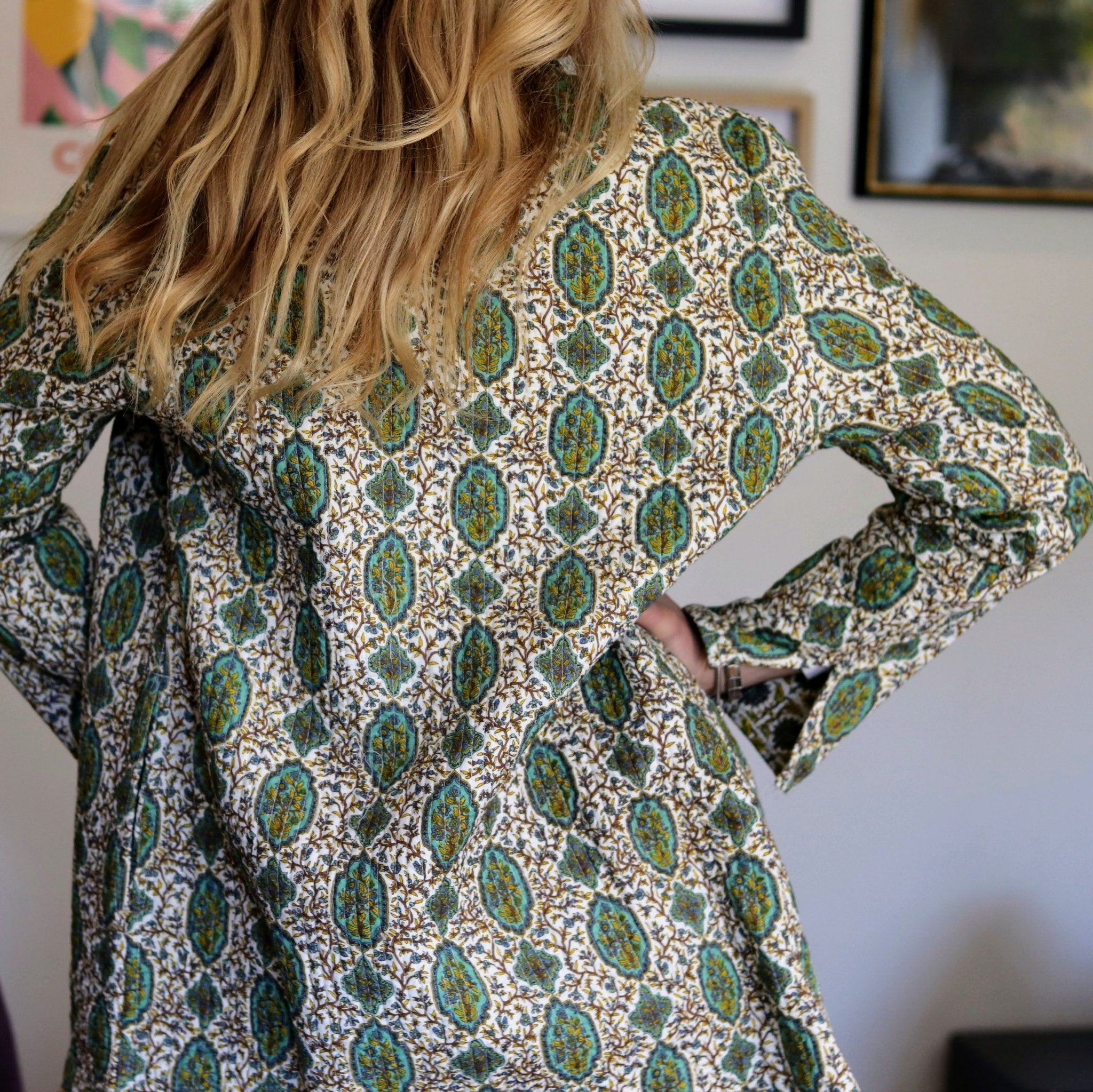 Reversible Quilted Coat in Vintage Turquoise - Handmade Jewellery - i am boho