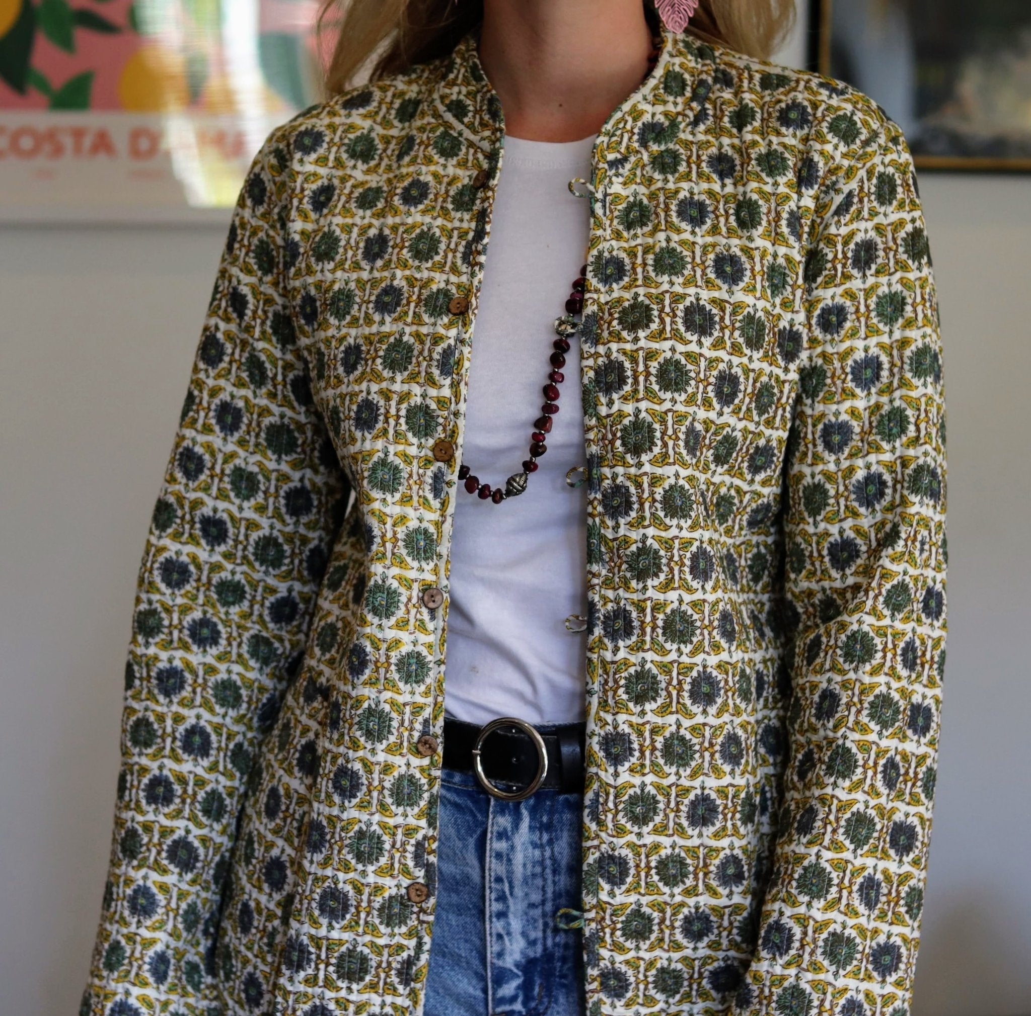 Reversible Quilted Coat in Vintage Turquoise - Handmade Jewellery - i am boho
