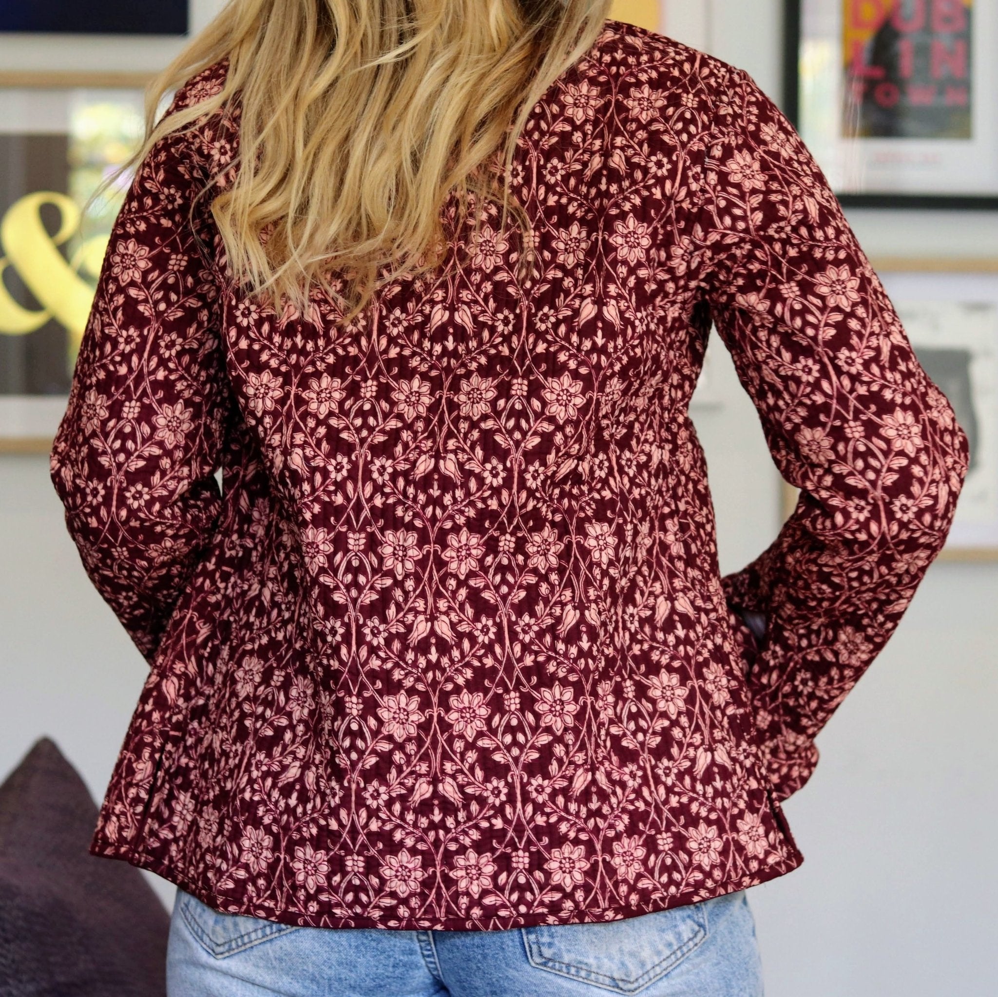 Reversible Jacket in Pinotage Posy - Handmade Jewellery - i am boho