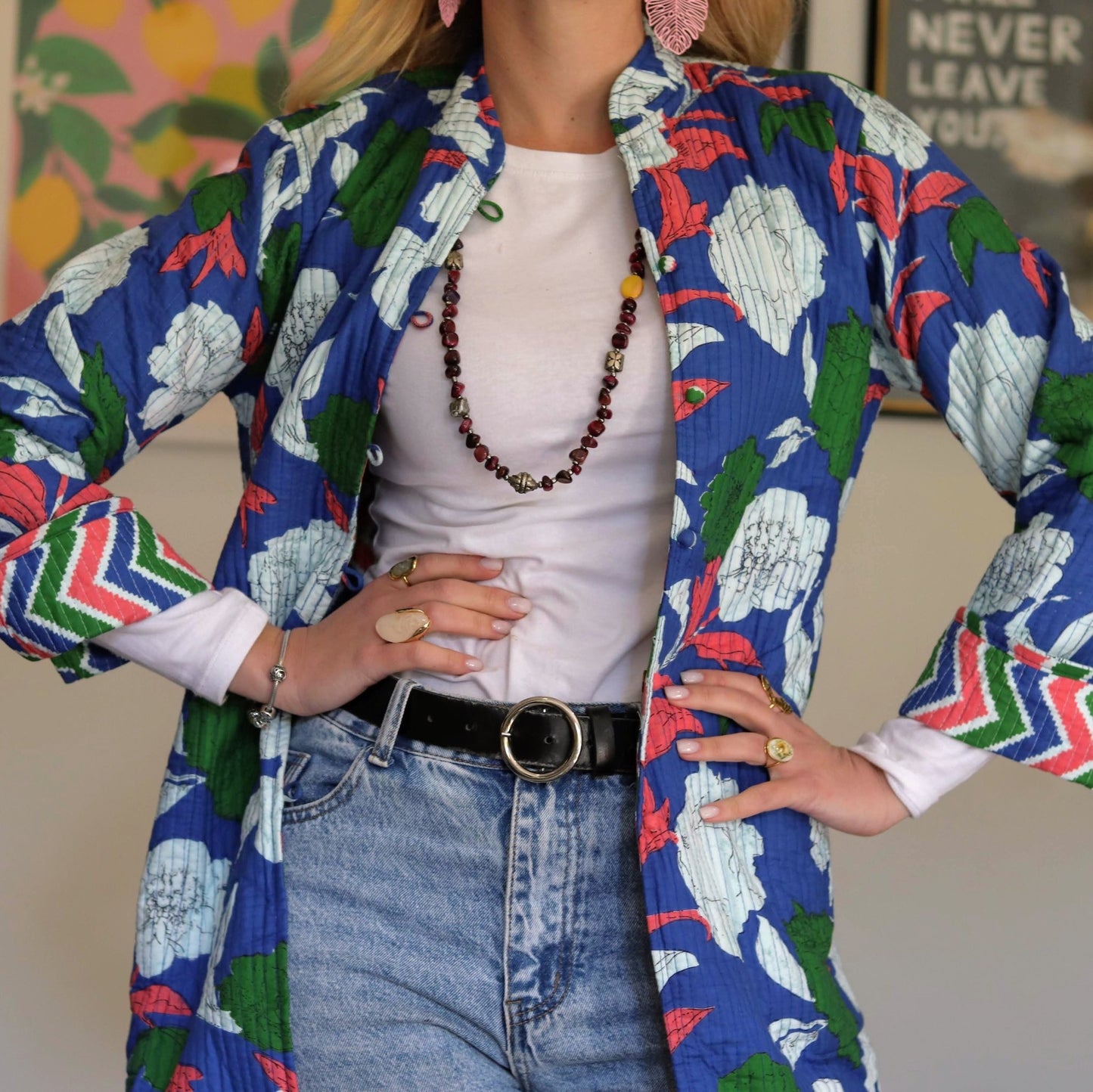 Reversible Coat in Abstract Royal - Handmade Jewellery - i am boho