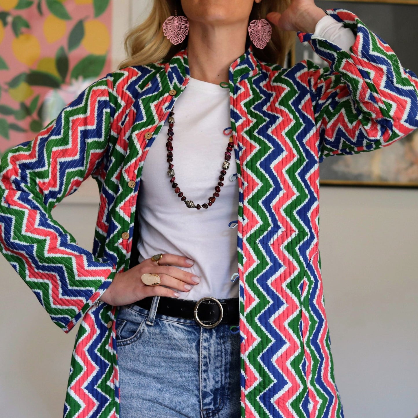 Reversible Coat in Abstract Royal - Handmade Jewellery - i am boho
