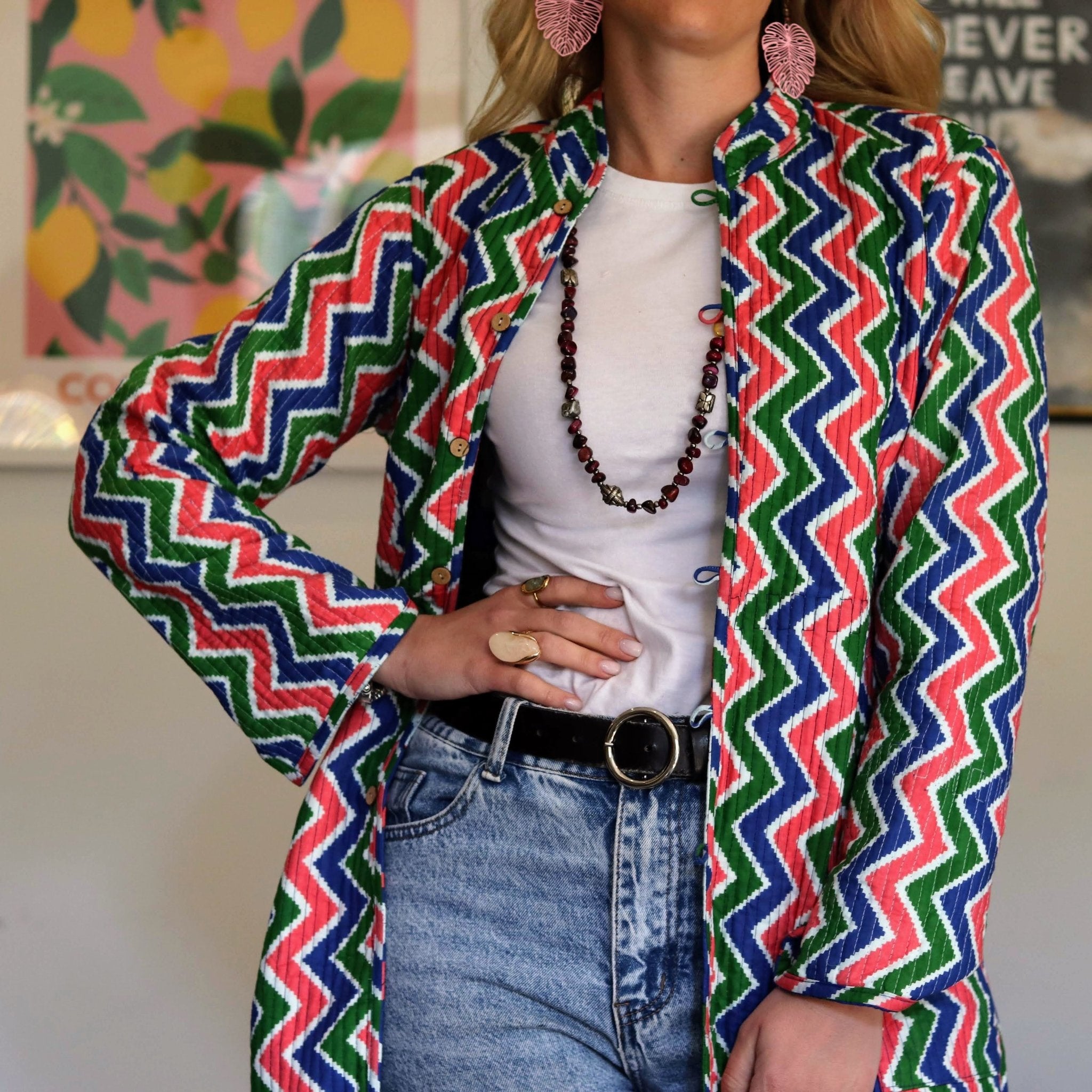 Reversible Coat in Abstract Royal - Handmade Jewellery - i am boho