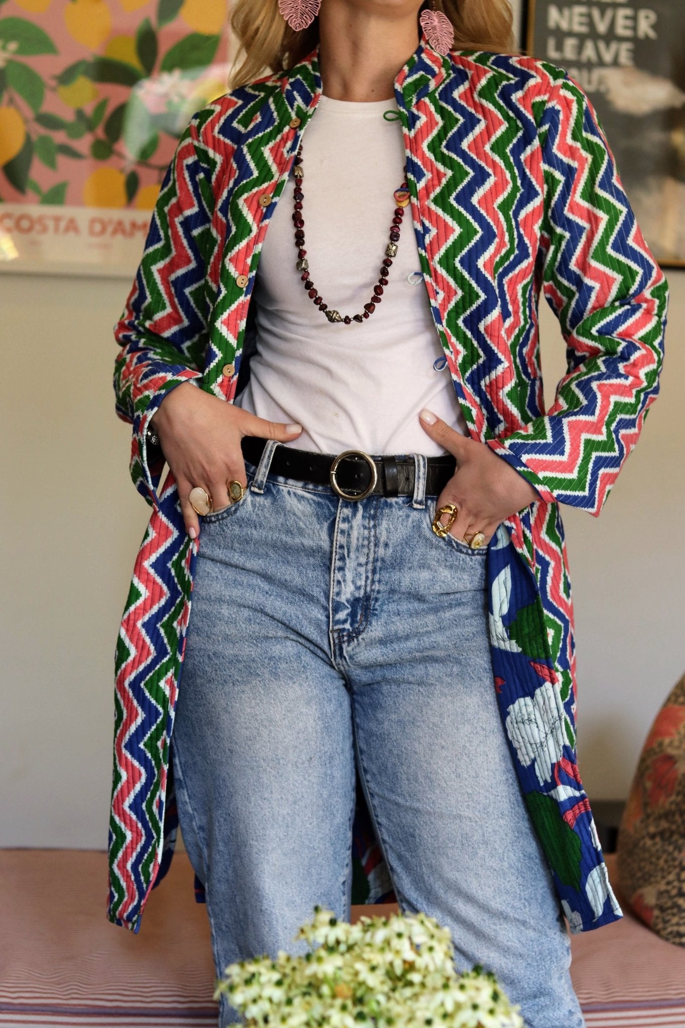 Reversible Coat in Abstract Royal - Handmade Jewellery - i am boho