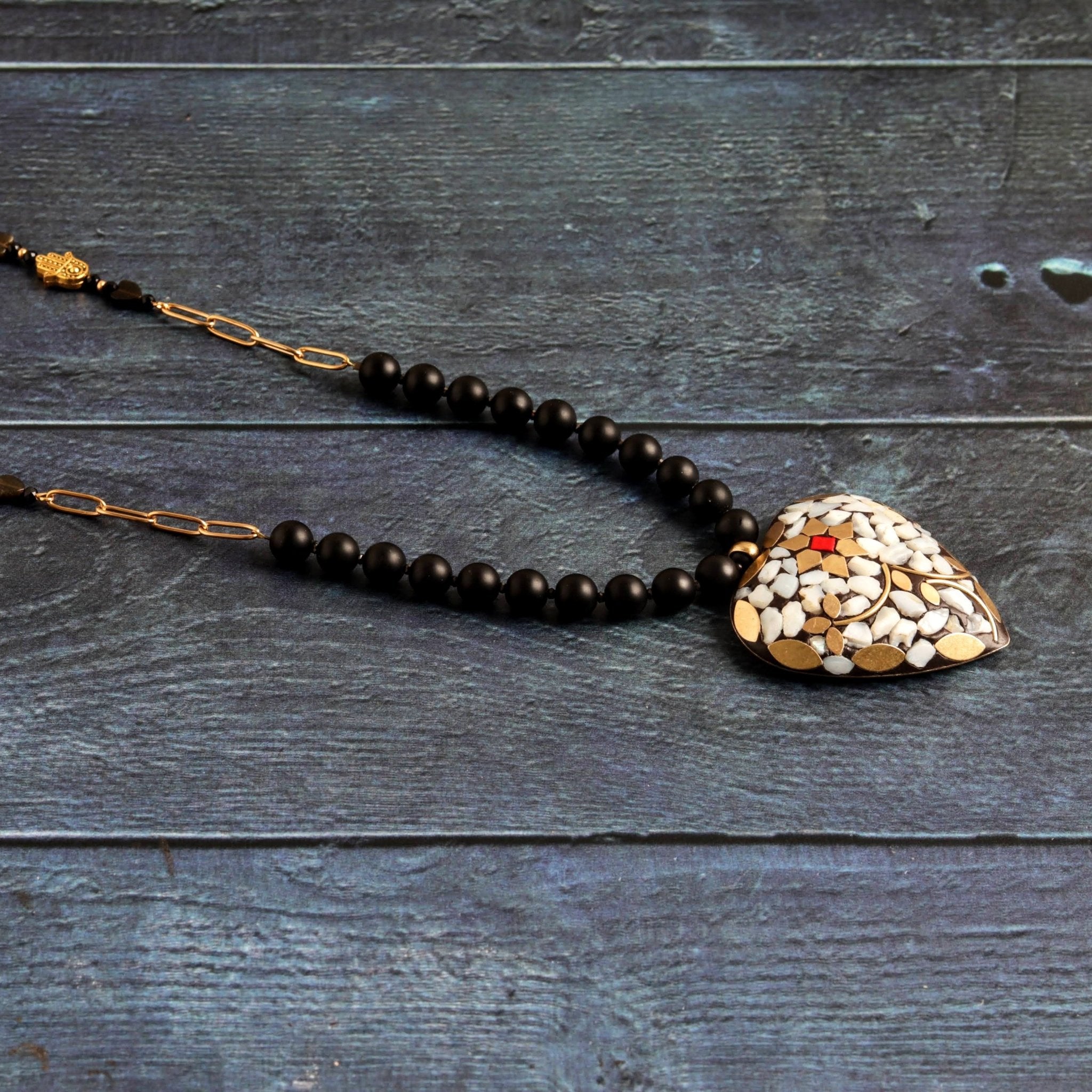 Dark Mosaic Heart- Handmade Jewellery - i am boho