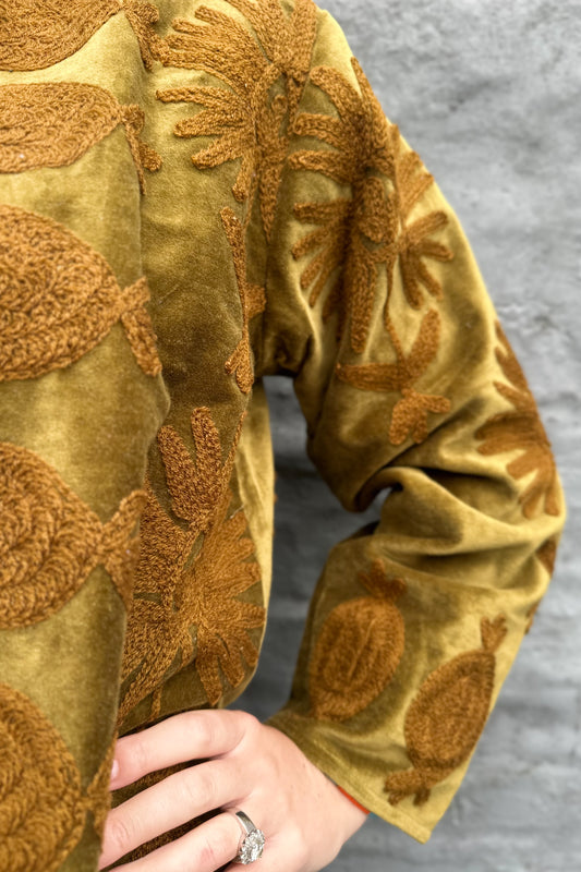 Poppy Velvet Jacket in Chocolate Olive