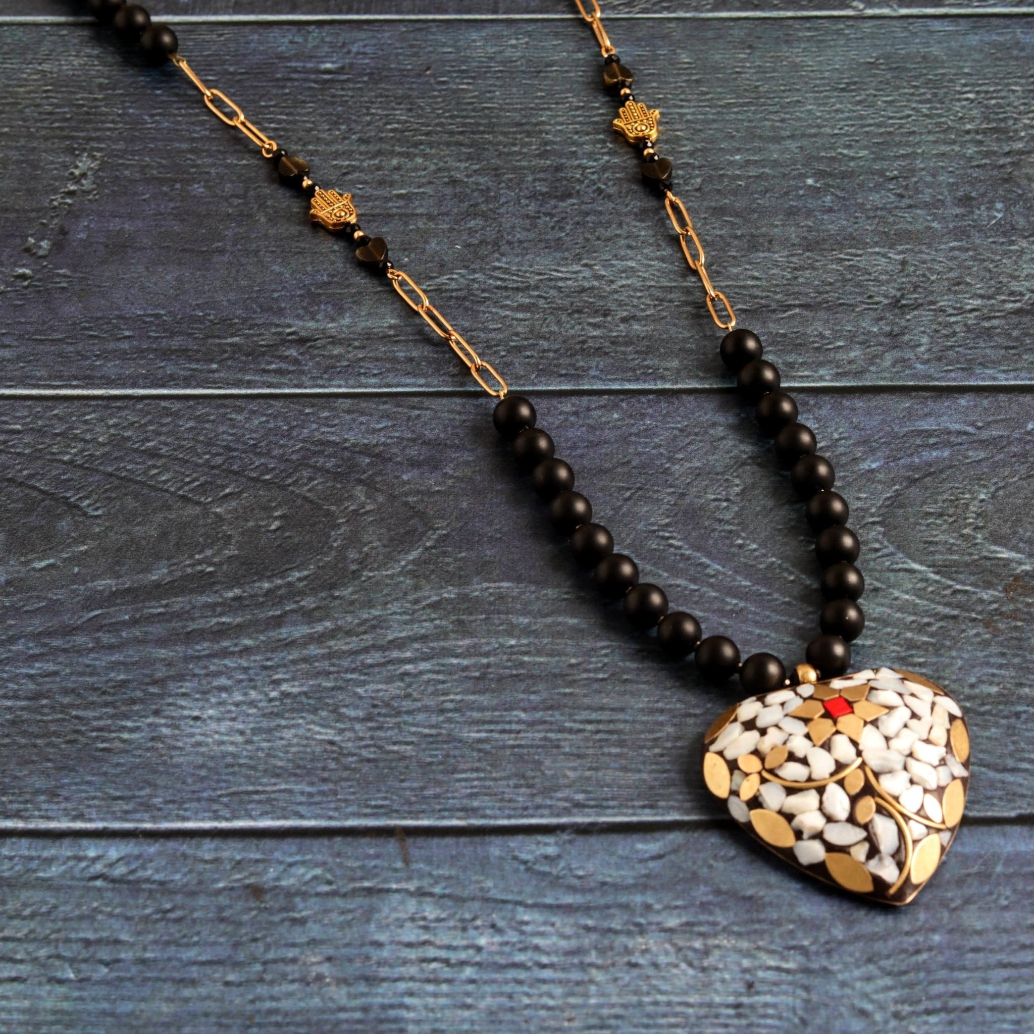 Dark Mosaic Heart- Handmade Jewellery - i am boho
