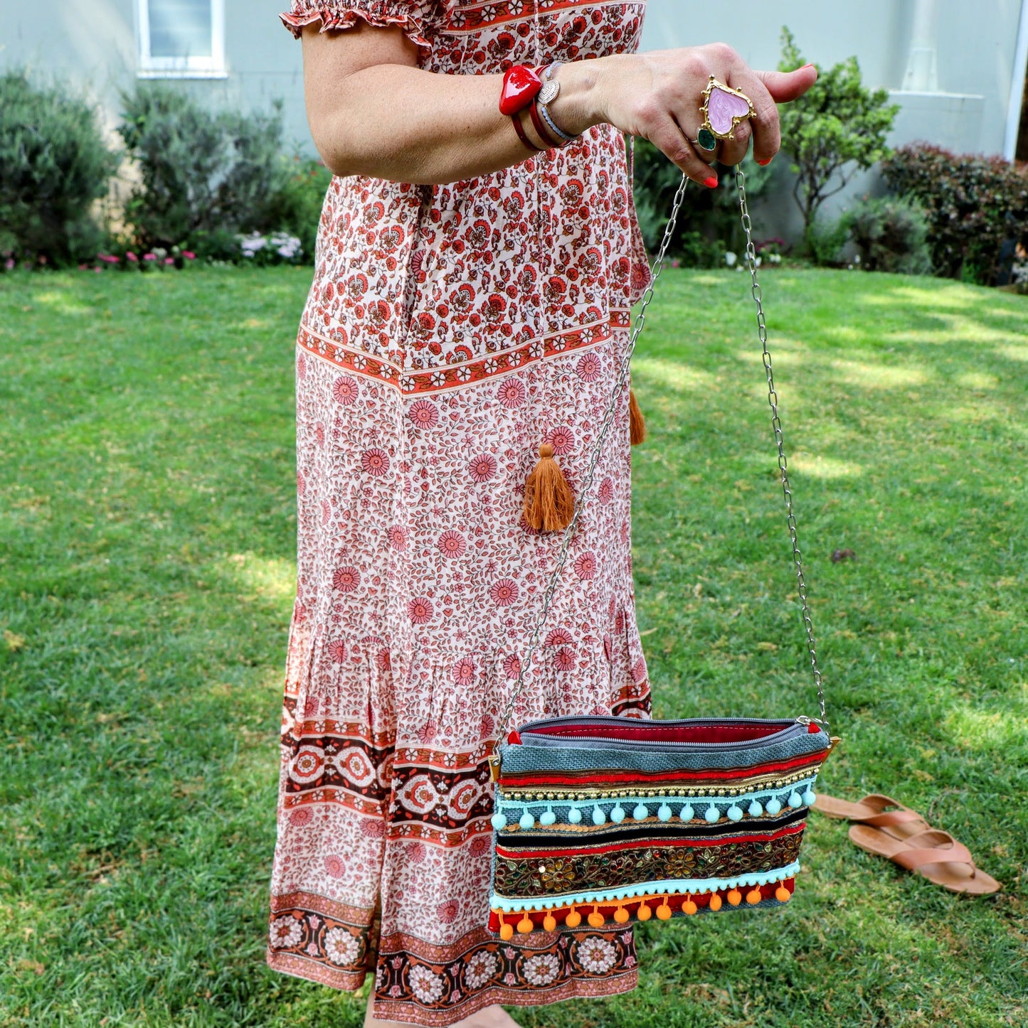 Cass crossbody bag in sky & tangerine