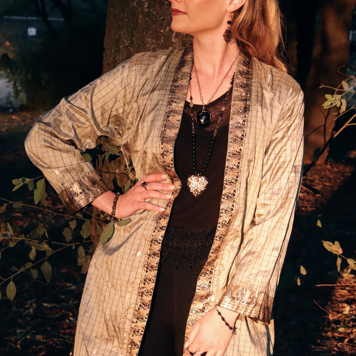 The Golden Grid Kimono