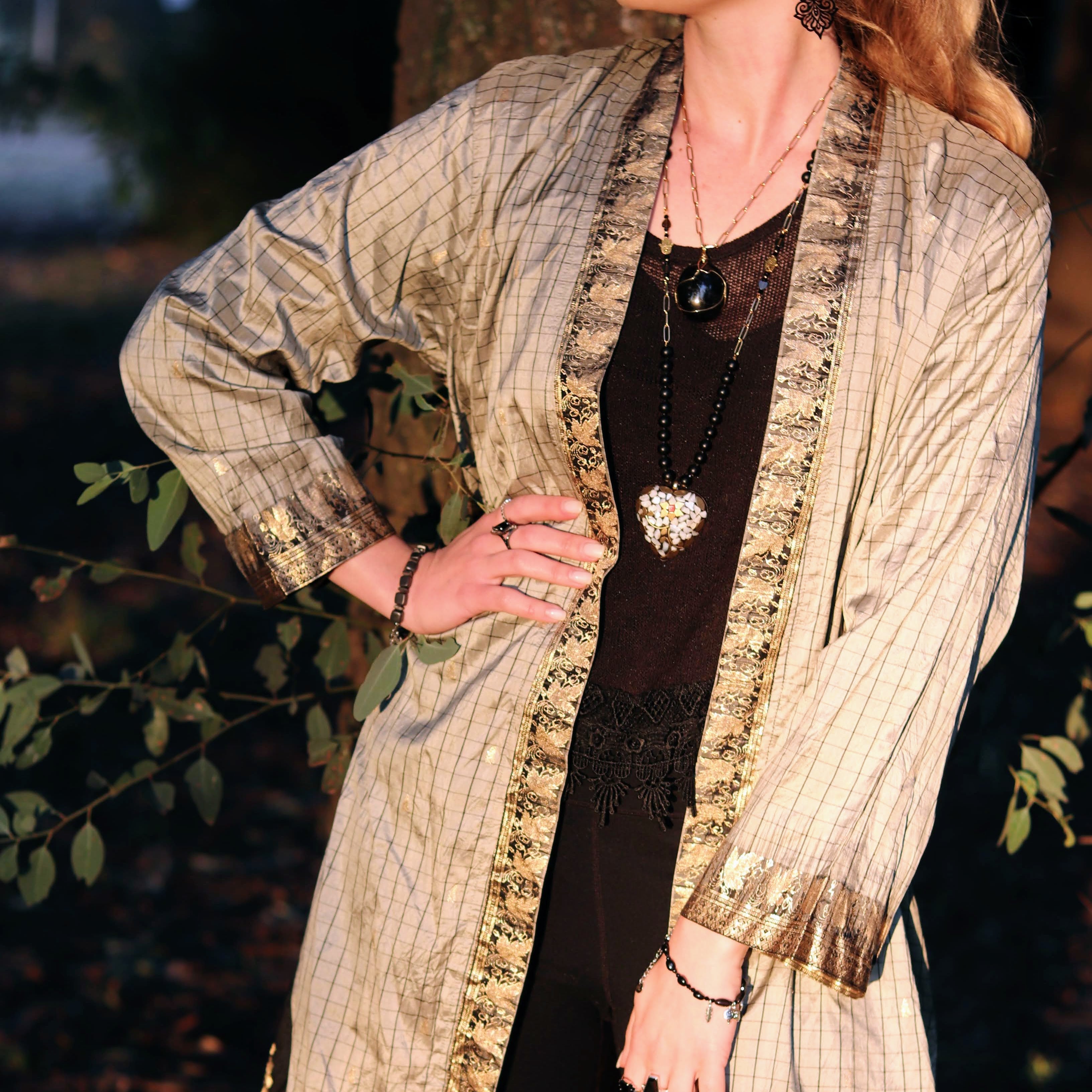 The Golden Grid Kimono