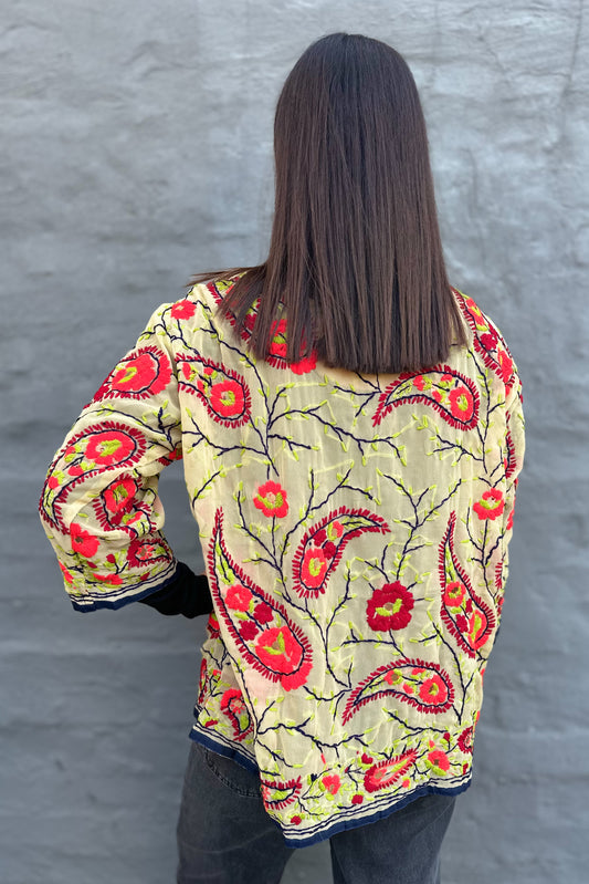 Phulkari lime and red paisley