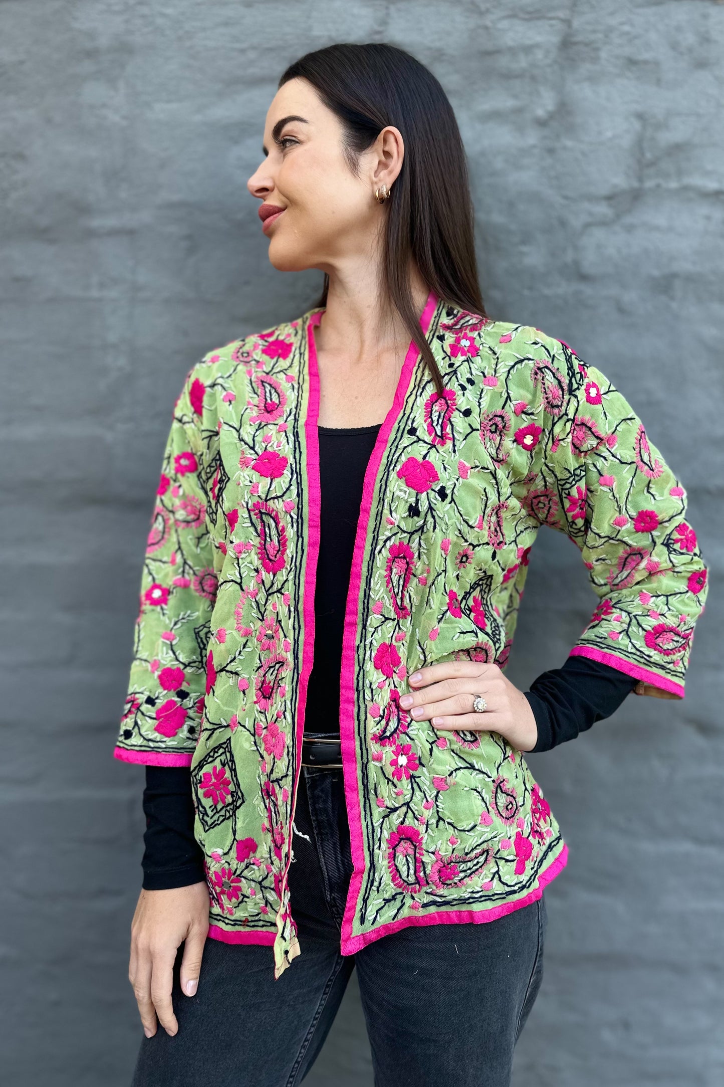 Phulkari Lime & Fuscia