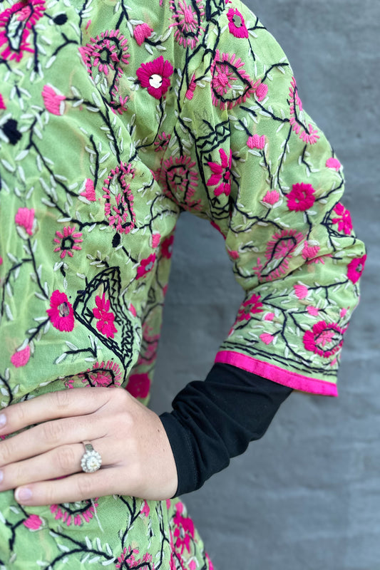 Phulkari Lime & Fuscia