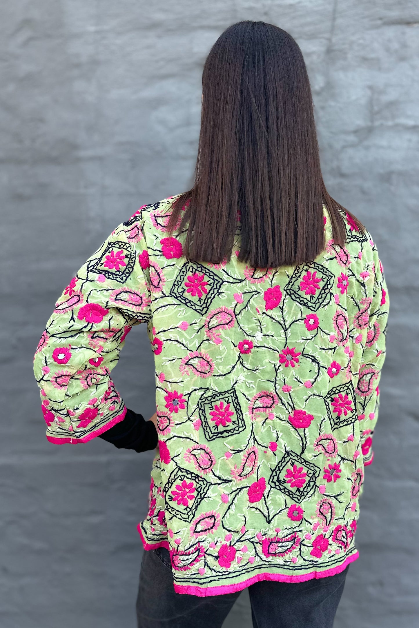 Phulkari Lime & Fuscia