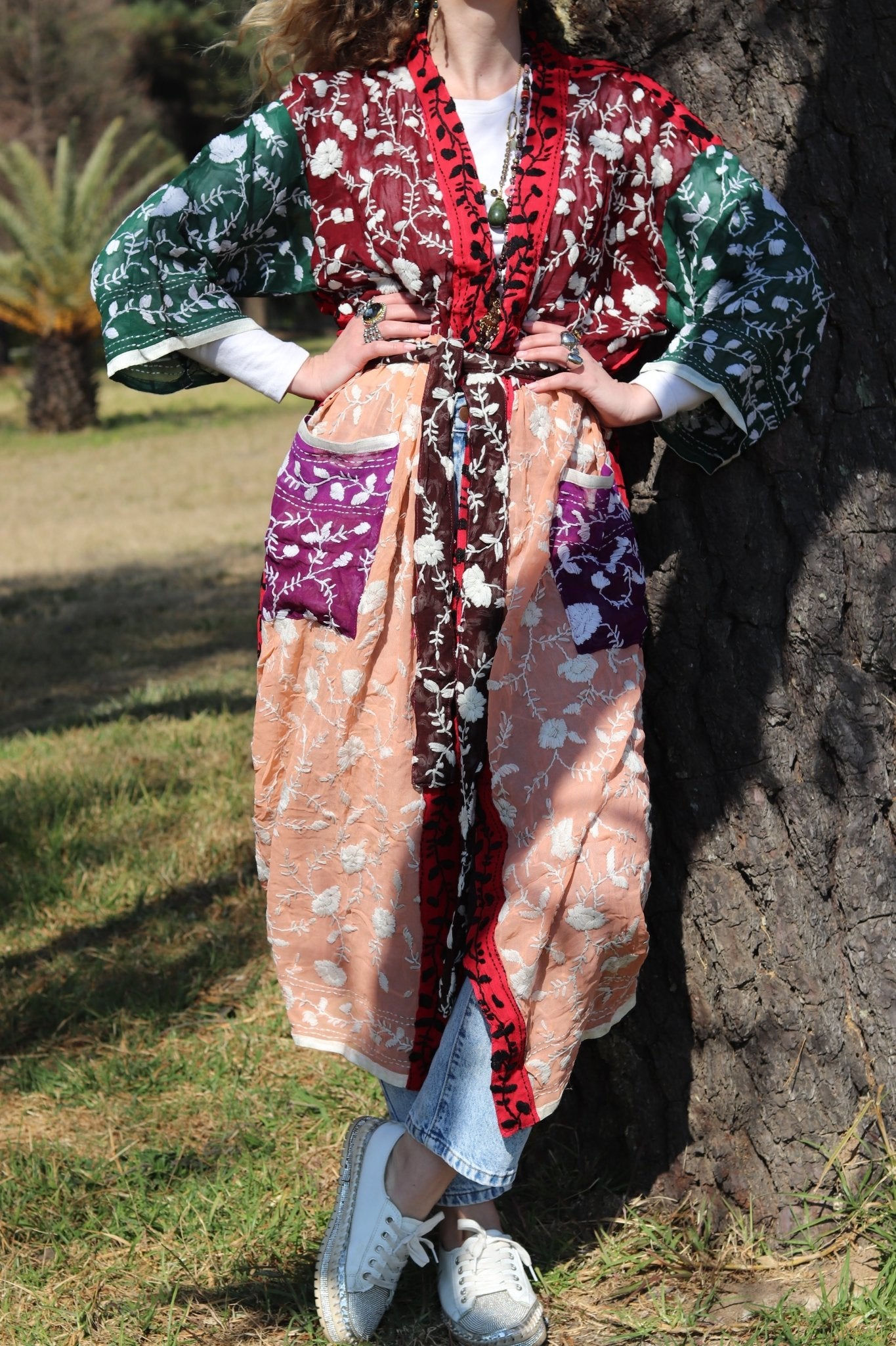 Phulkari Kimono in Patchwork Bloom- Handmade Jewellery - i am boho