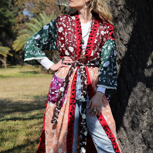 Phulkari Kimono in Patchwork Bloom- Handmade Jewellery - i am boho