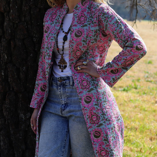 Reversible Quilted Cotton Coat In Protea Paisley- Handmade Jewellery - i am boho