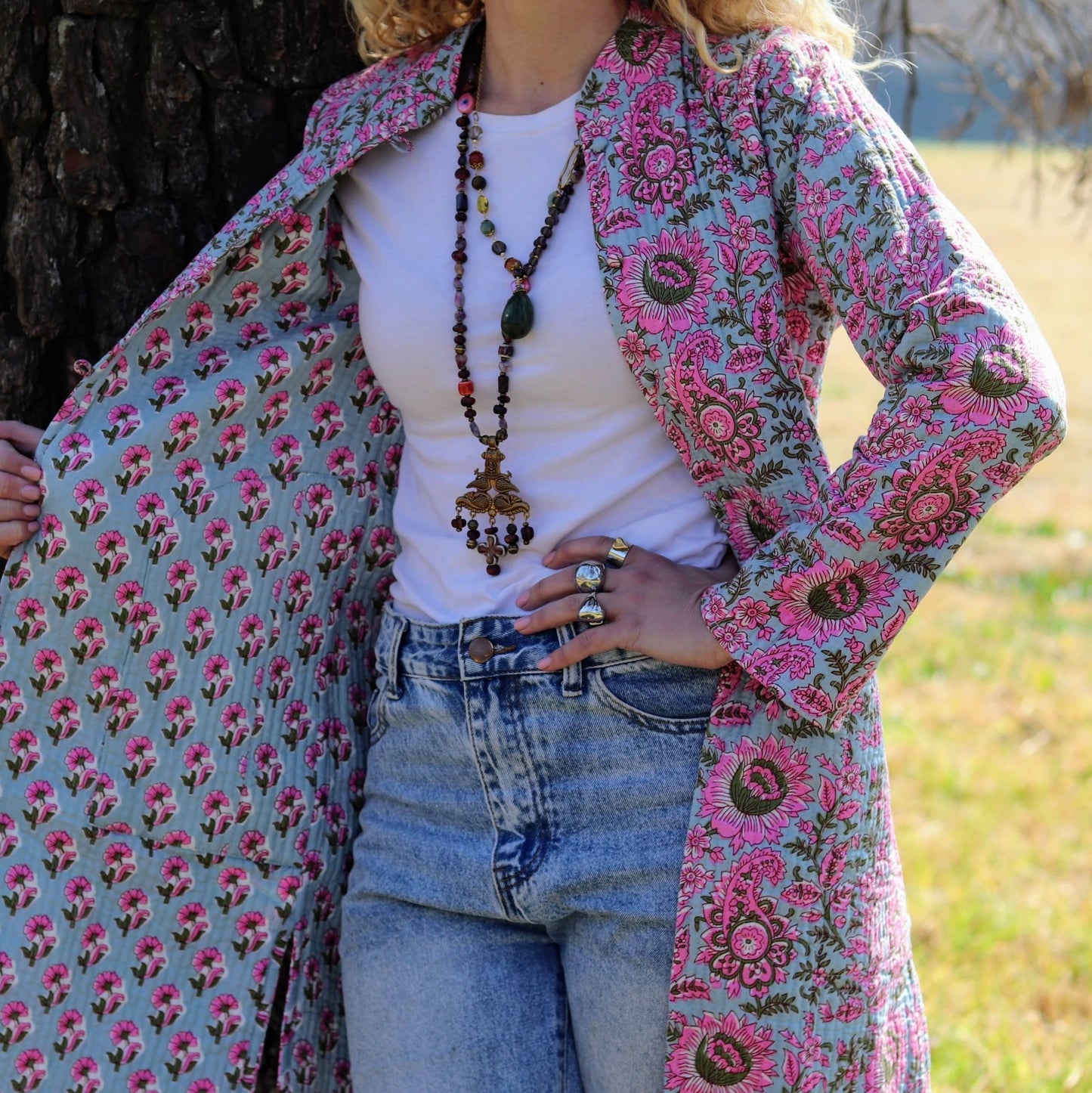 Reversible Quilted Cotton Coat In Protea Paisley- Handmade Jewellery - i am boho