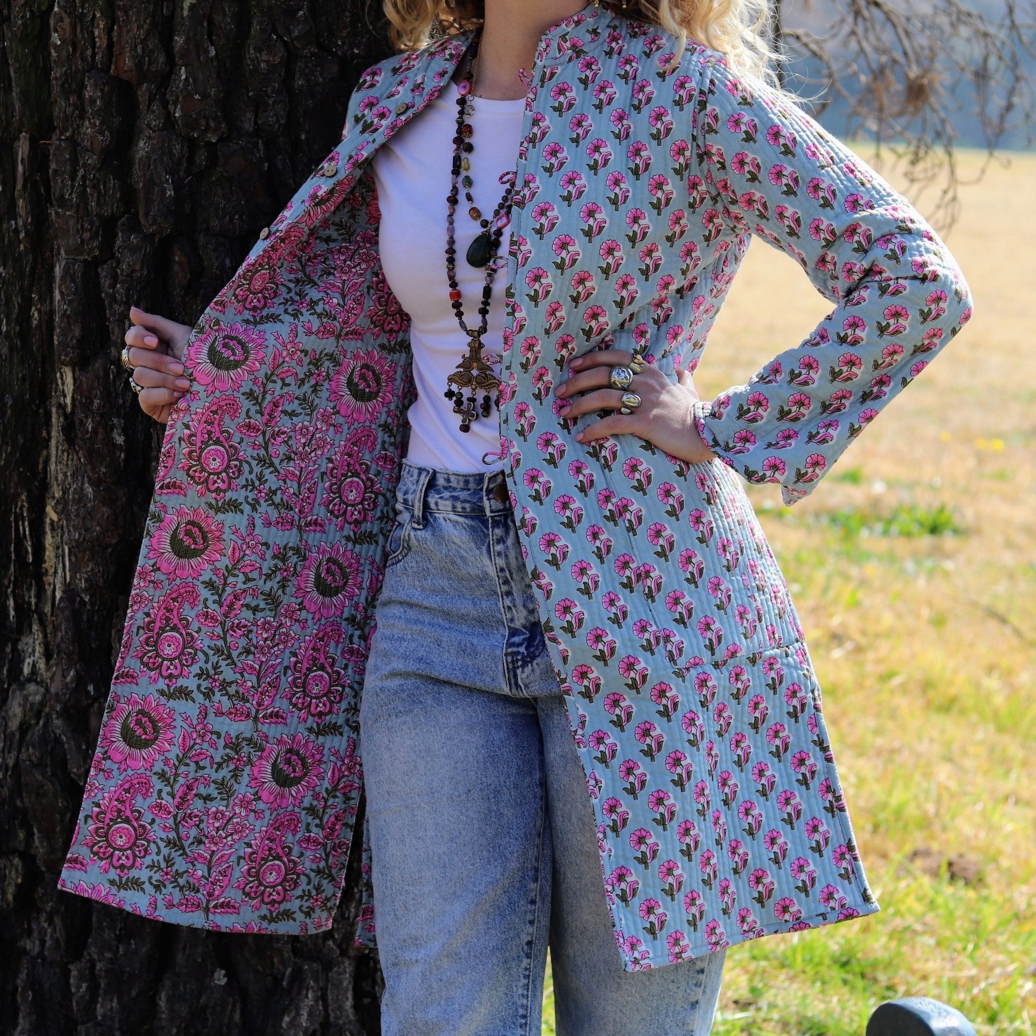 Reversible Quilted Cotton Coat In Protea Paisley- Handmade Jewellery - i am boho