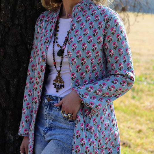 Reversible Quilted Cotton Coat In Protea Paisley- Handmade Jewellery - i am boho