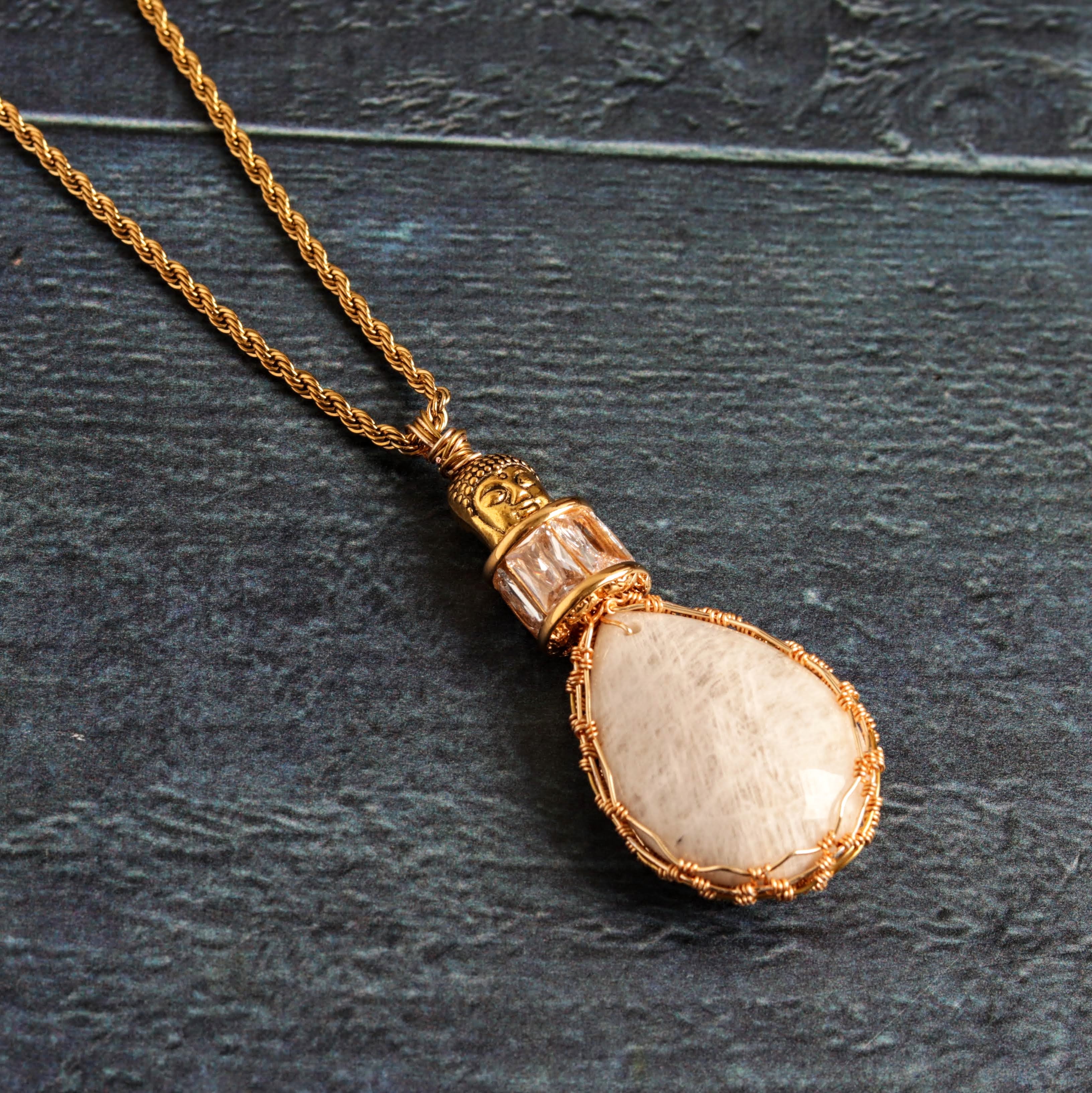 Buddha on moonstone