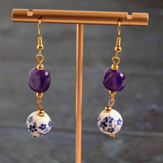 Painted Plum Drop- Handmade Jewellery - i am boho