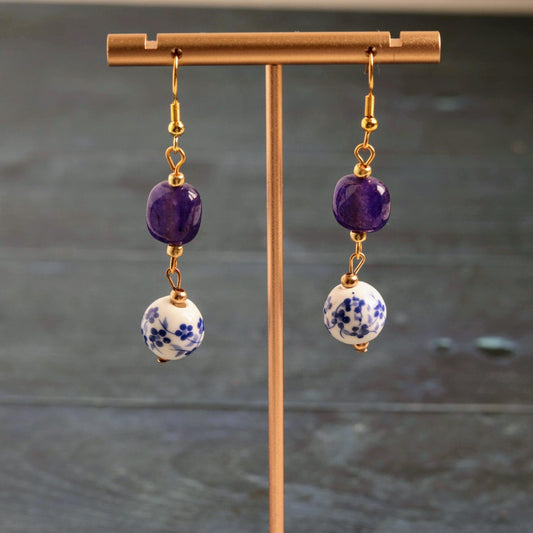 Painted Plum Drop- Handmade Jewellery - i am boho